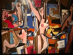 Bailarines y músicos (Picasso desgarrado) Pintura al óleo original