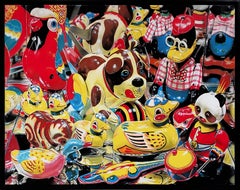 "Rush Hour"  Large 38x50" Super Realism painting of vintage Tin Toys PLUS toys