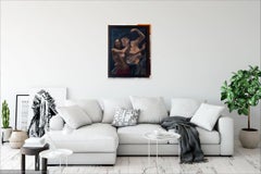 Dancing with Mr. Bacon, oil on canvas figurative