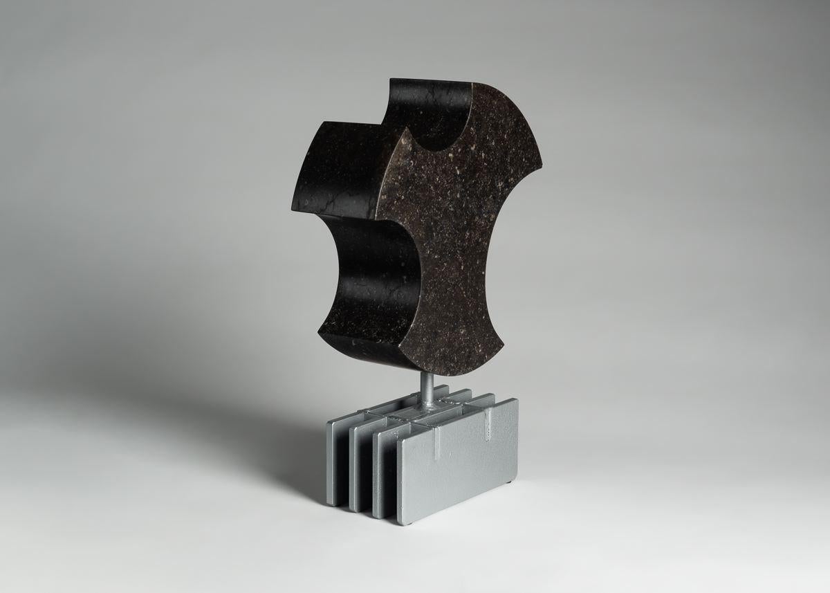 Hand-Carved Cesare Arduini, Abstract Stone and Steel Sculpture, United States, 2019