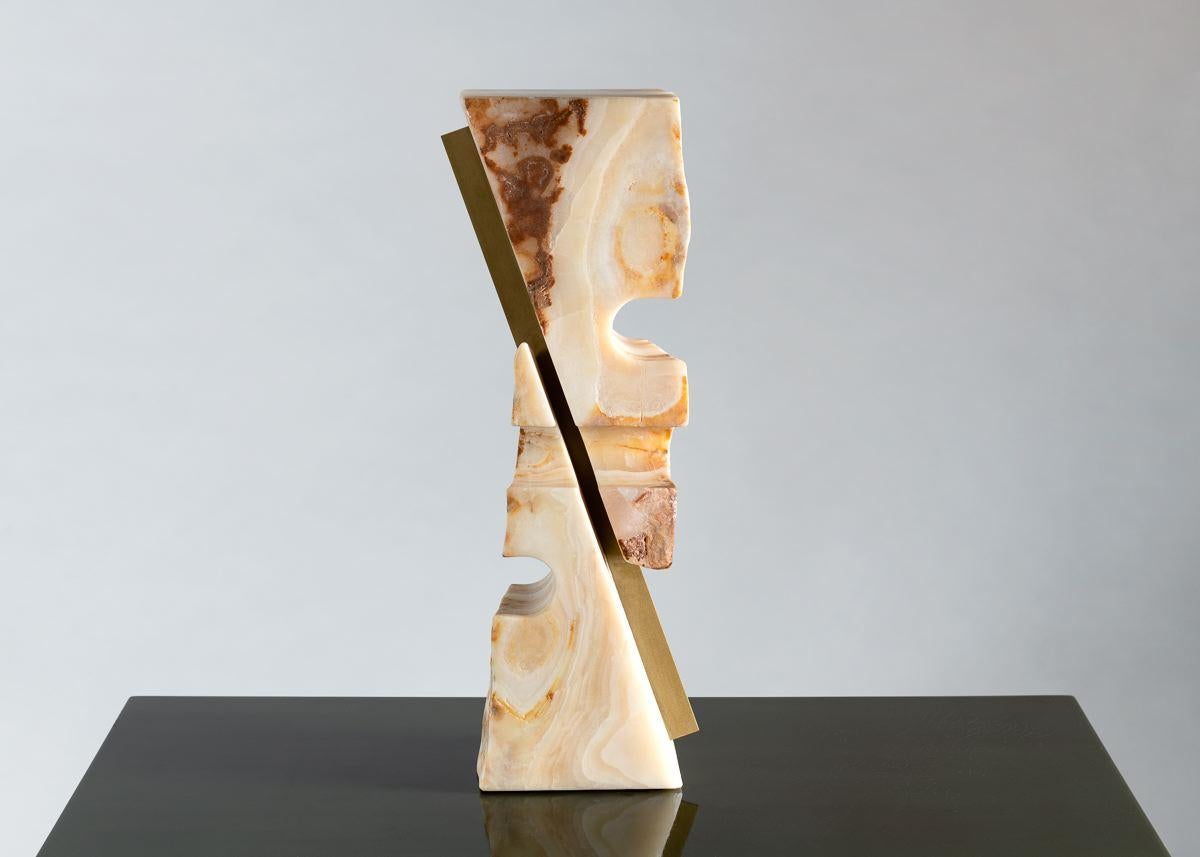 Hand-Carved Cesare Arduini, Onyx and Brass Sculpture, United States, 2019 For Sale