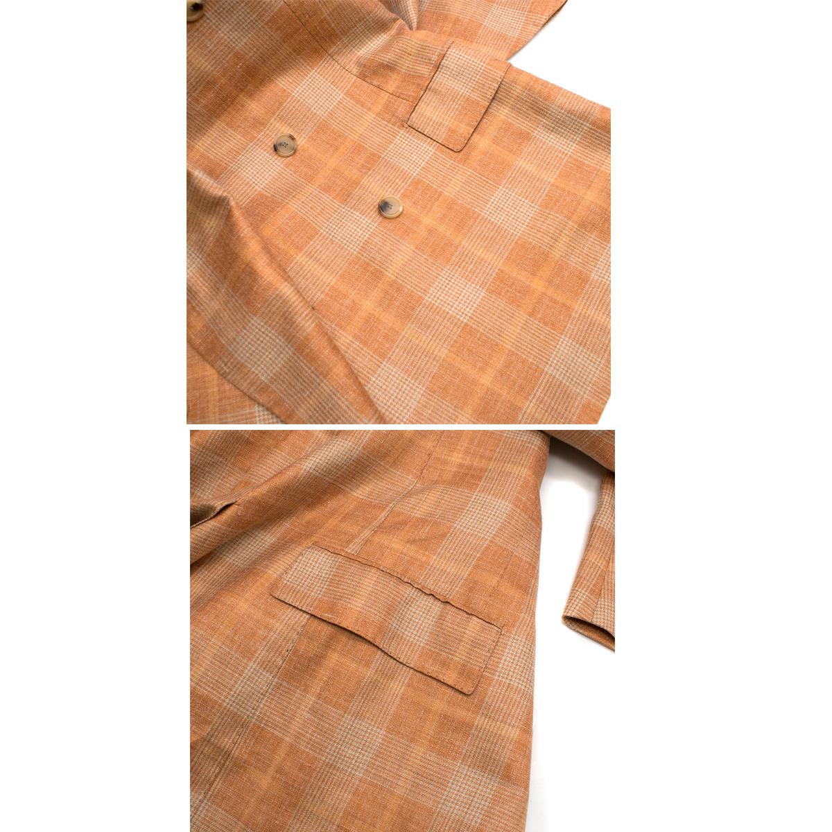Cesare Attolini Bespoke Orange Checkered Suit Jacket estimated SIZE L 4