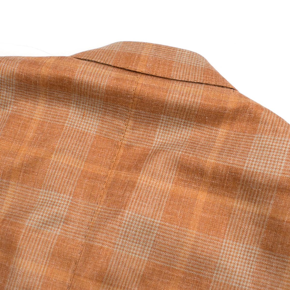 Cesare Attolini Bespoke Orange Checkered Suit Jacket estimated SIZE L 2