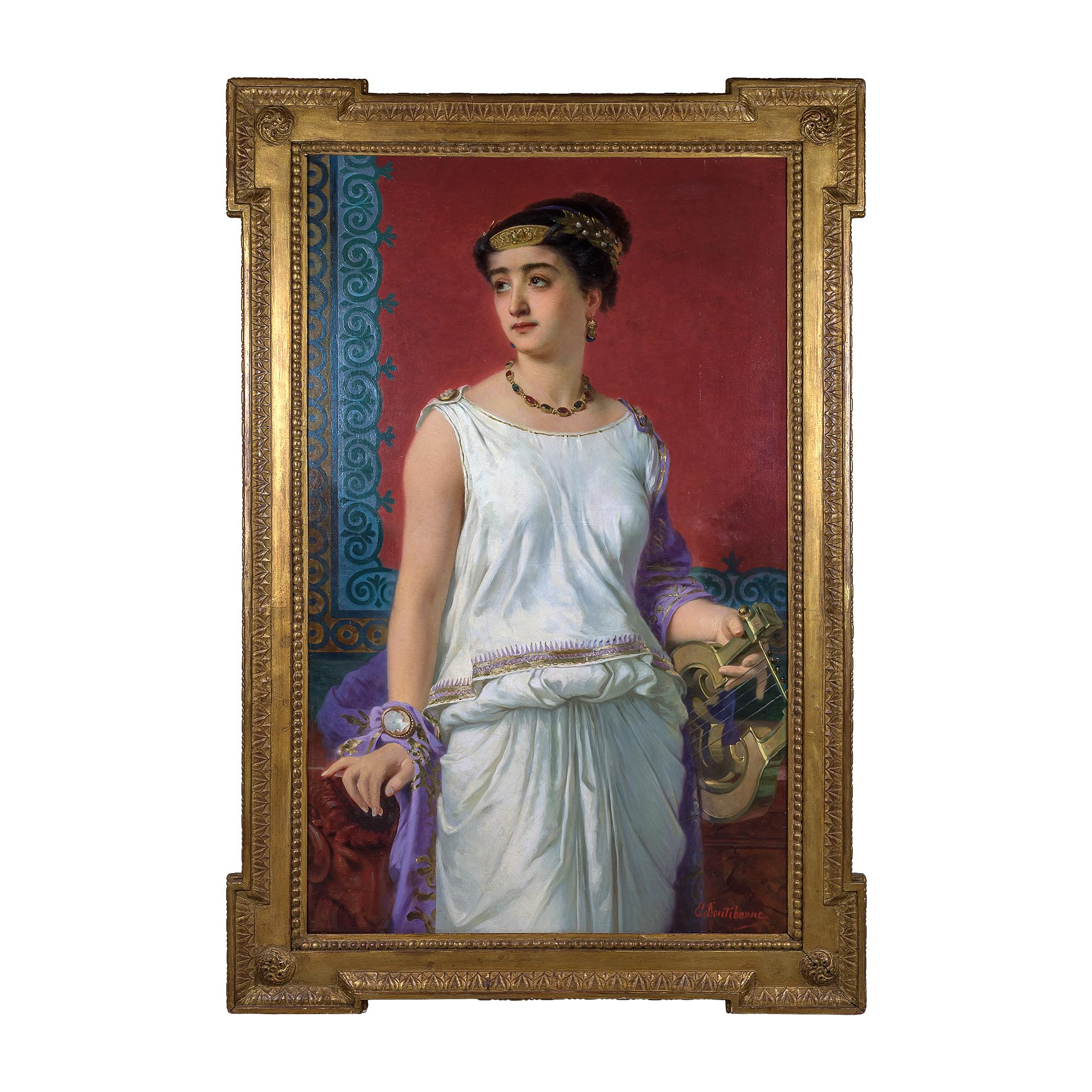 Charles-Édouard Boutibonne Portrait Painting - A Fine Portrait of a Young Grecian Beauty by C. Boutibonne