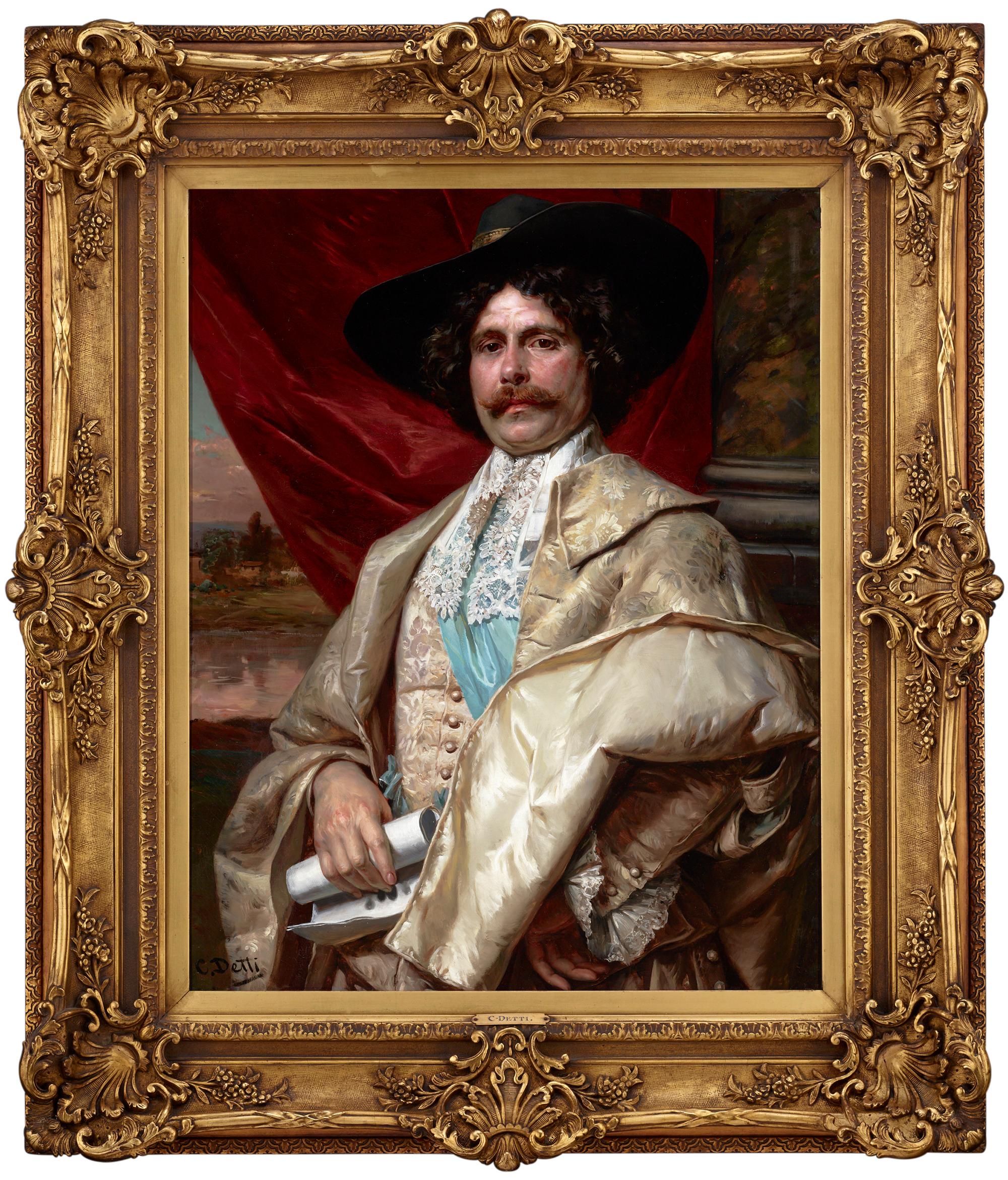 Portrait of a Cavalier - Painting by Cesare Auguste Detti