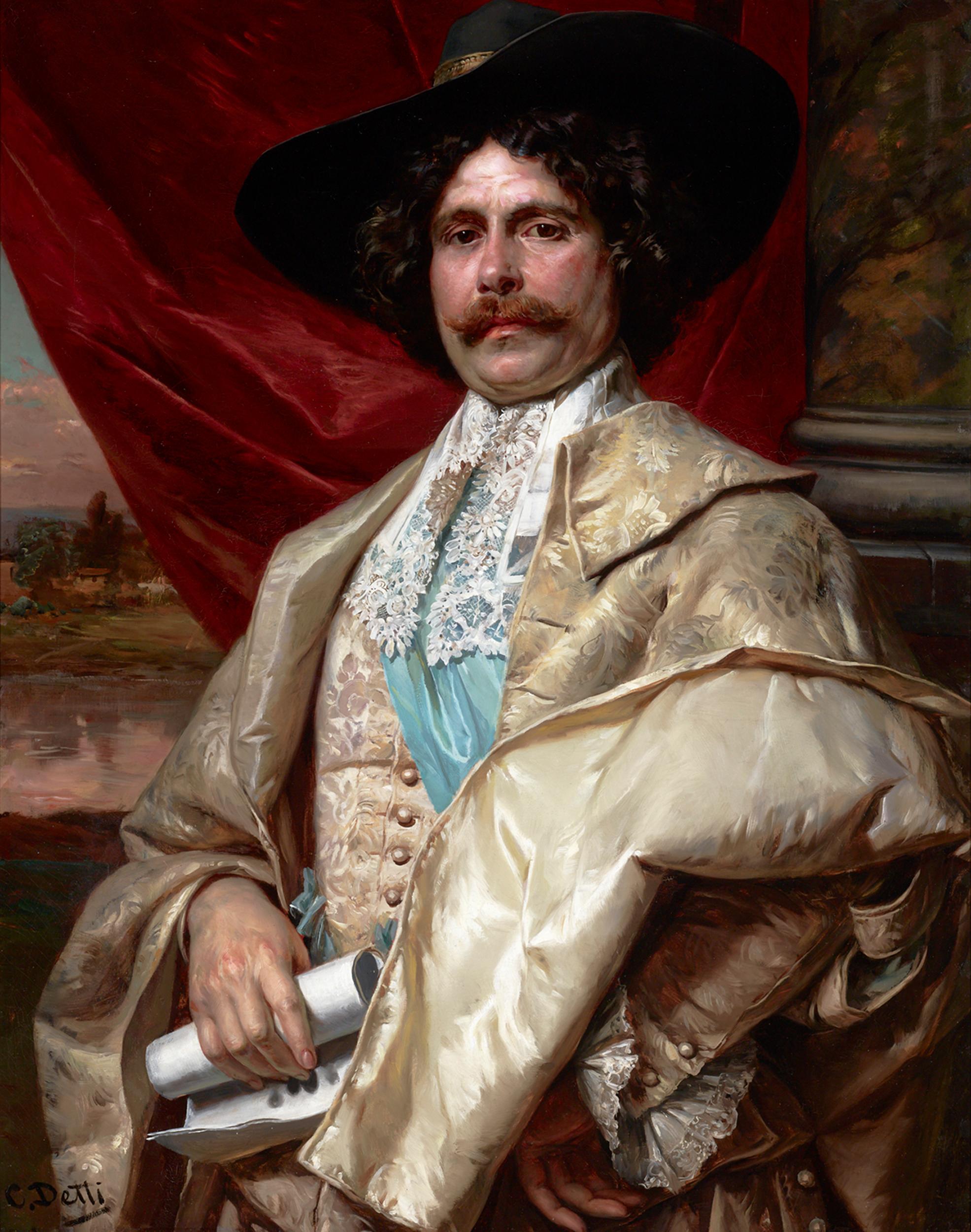 Cesare Auguste Detti Portrait Painting - Portrait of a Cavalier
