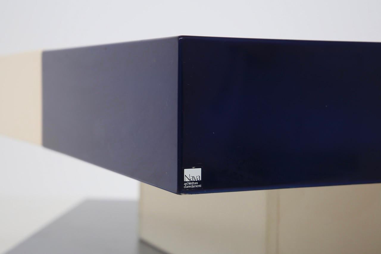 Very rare Italian coffee table designed by Cesare Augusto Nava in 1970 of fine Italian manufacture.
The coffee table is a prototype of Cesare Augusto Nava's small Design collection and comes with a certificate of authenticity.
Nava's training was
