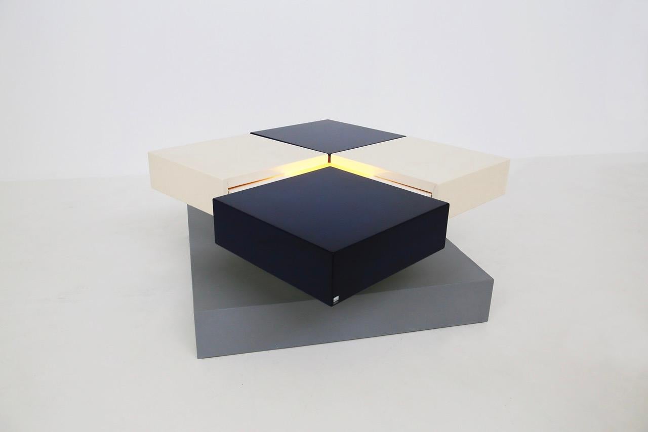 Late 20th Century Cesare Augusto Nava Mid-Century Illuminated Coffee Table, Certified