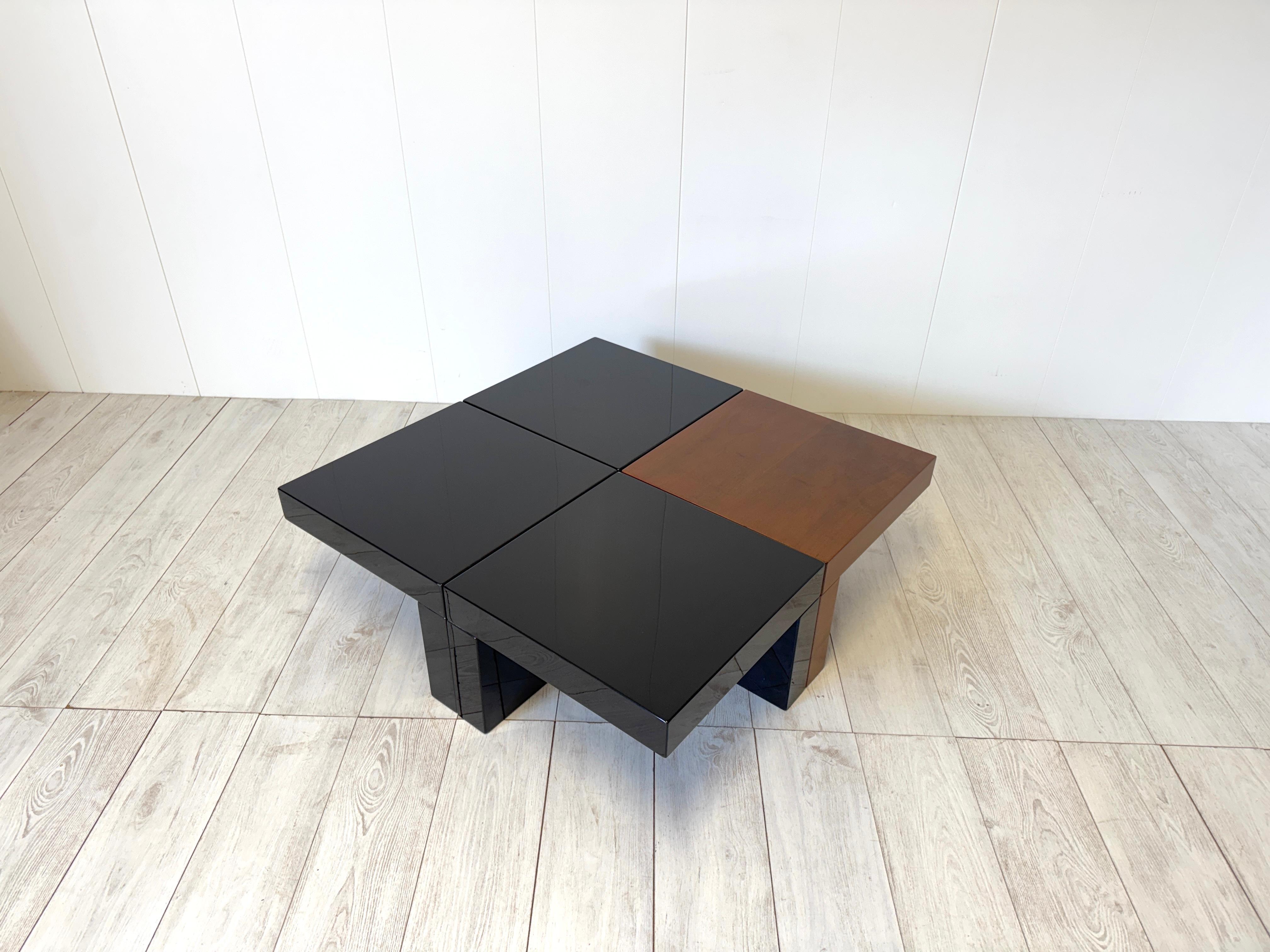 Metal Cesare Augusto Nava, Set of 4 small modular tables mod. Nac, Italy, 1970s For Sale