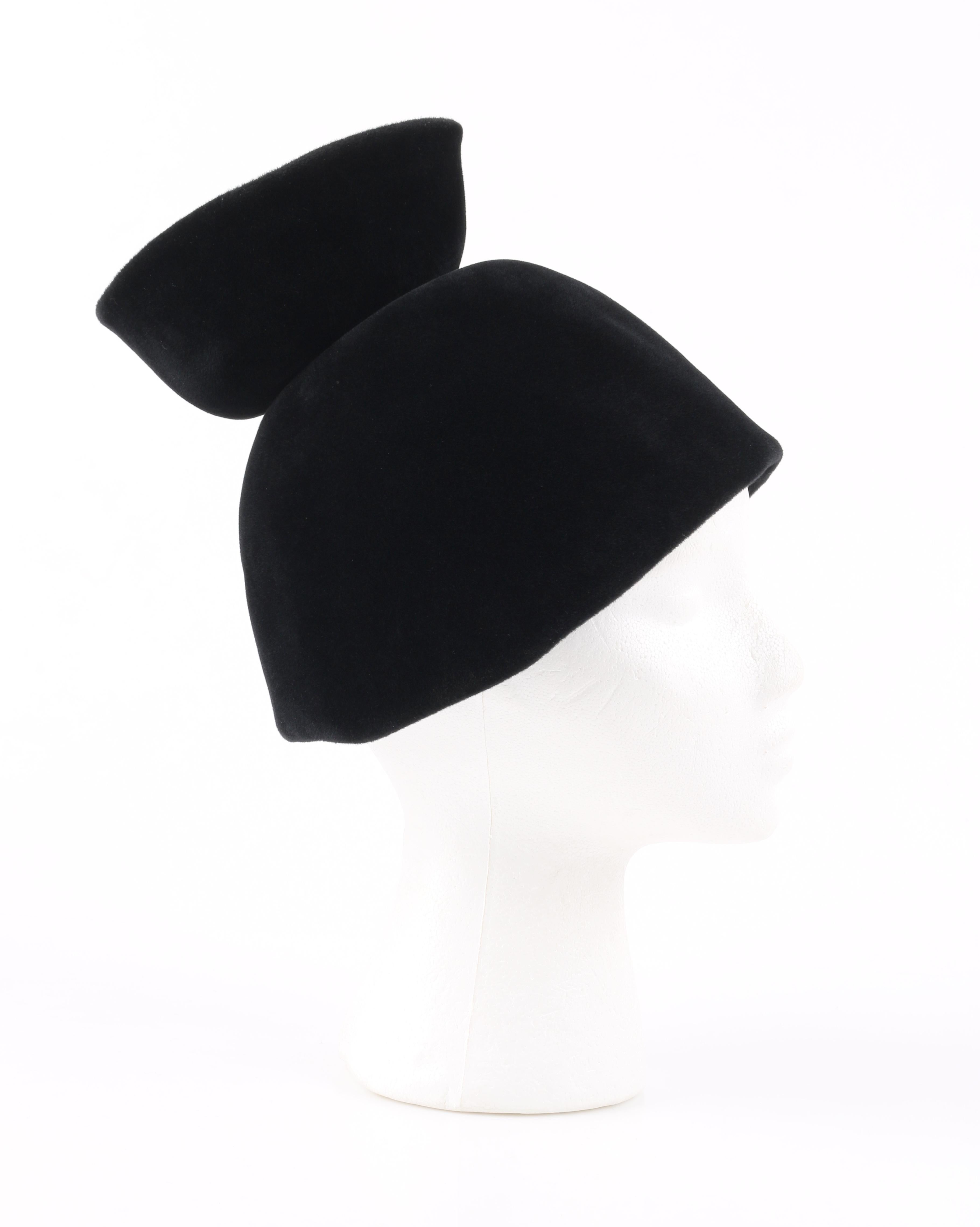 Women's CESARE CANESSA c.1950's Haute Couture Numbered Black Velvet Sculptural Hat 
