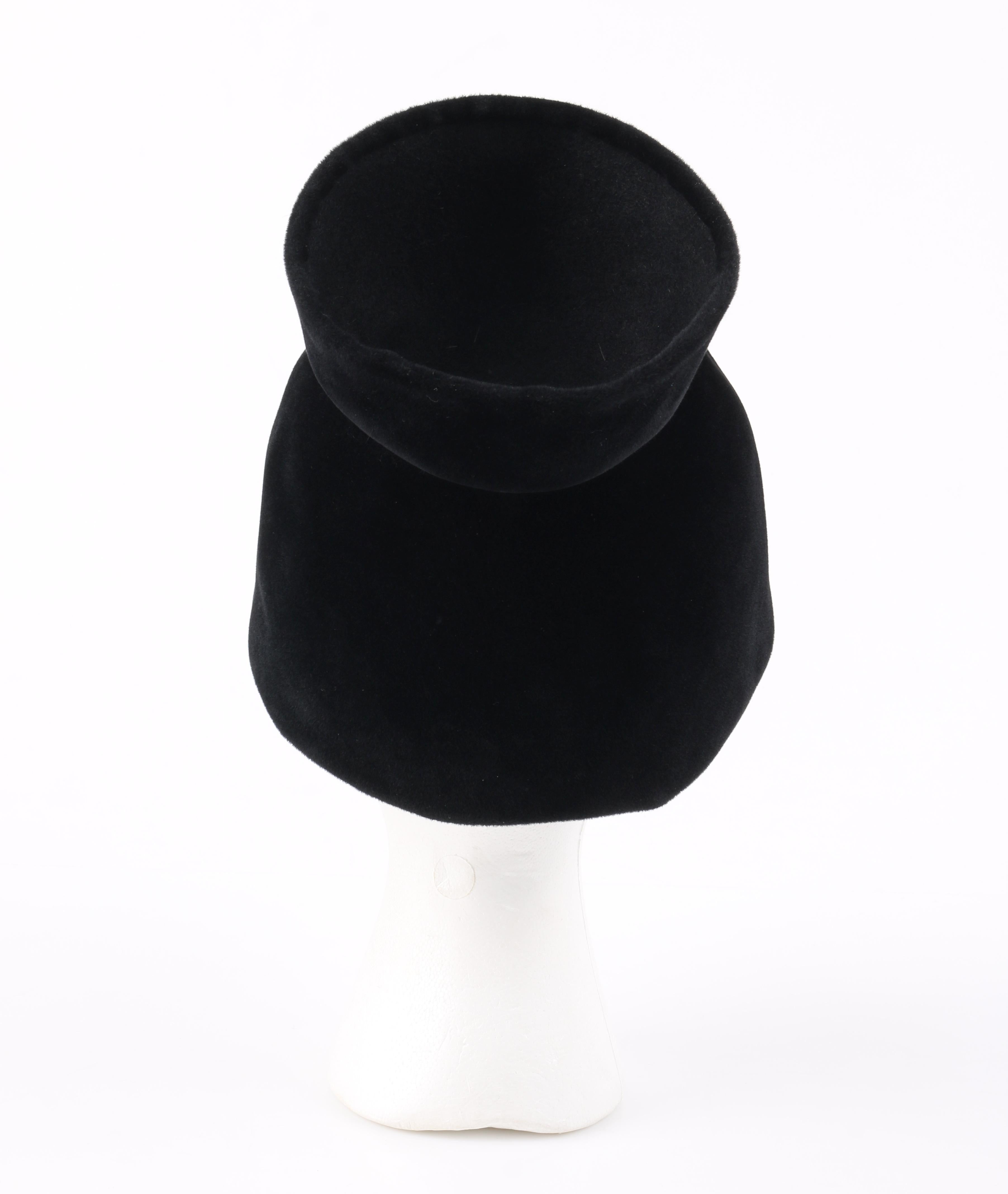 CESARE CANESSA c.1950's Haute Couture Numbered Black Velvet Sculptural Hat  1