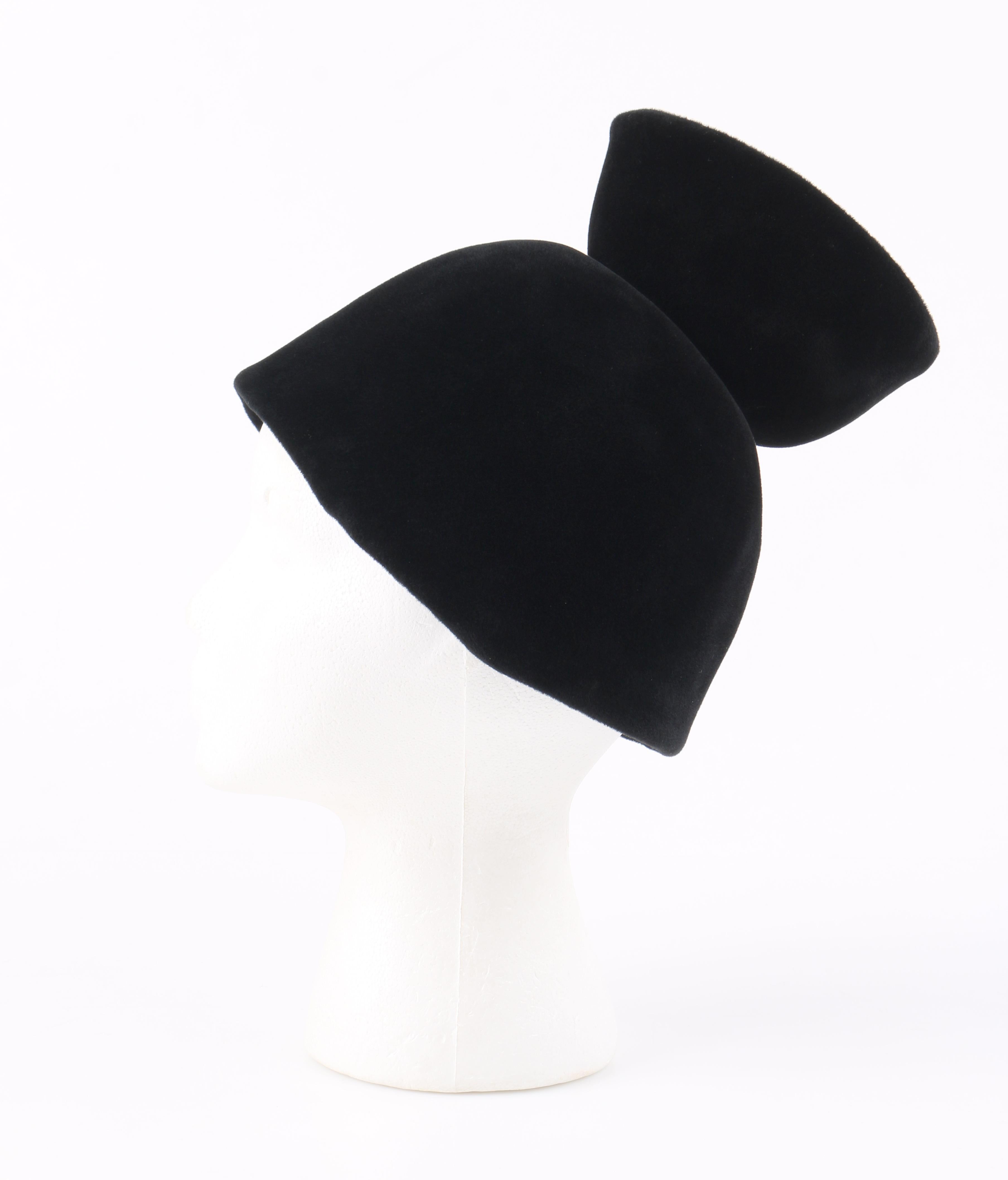 CESARE CANESSA c.1950's Haute Couture Numbered Black Velvet Sculptural Hat  2