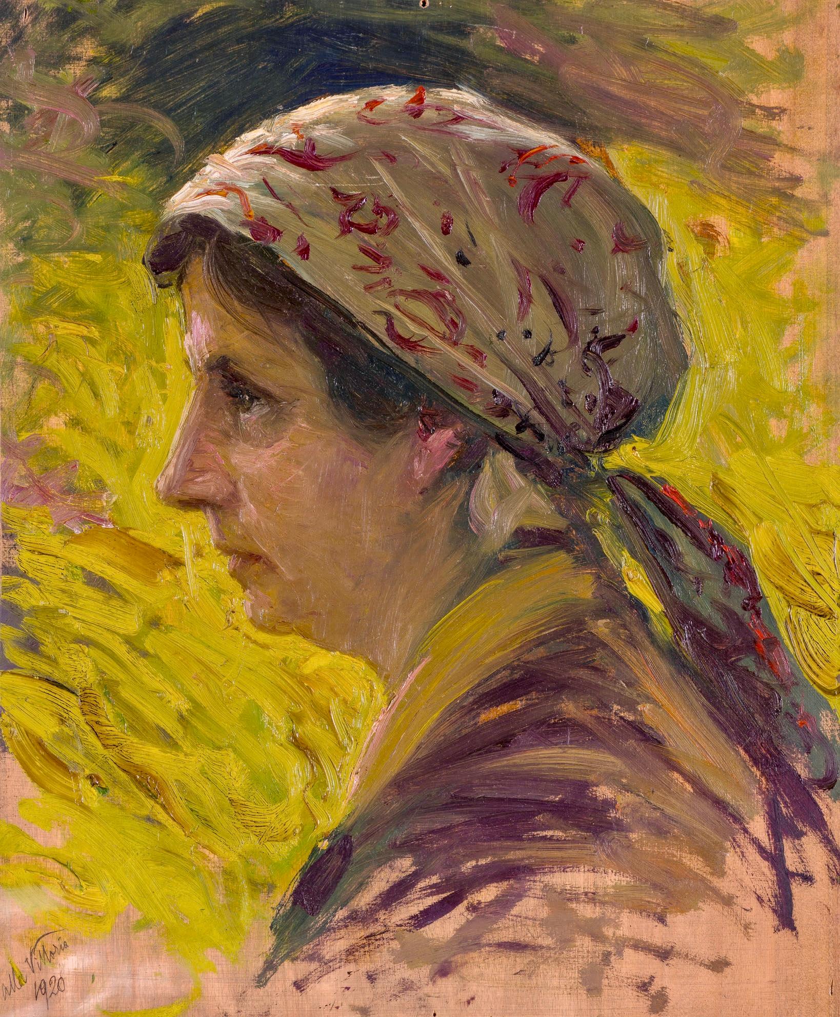 1920 Cesare Ciani Credited Italian Macchiaiolo Portrait Painting en vente 3