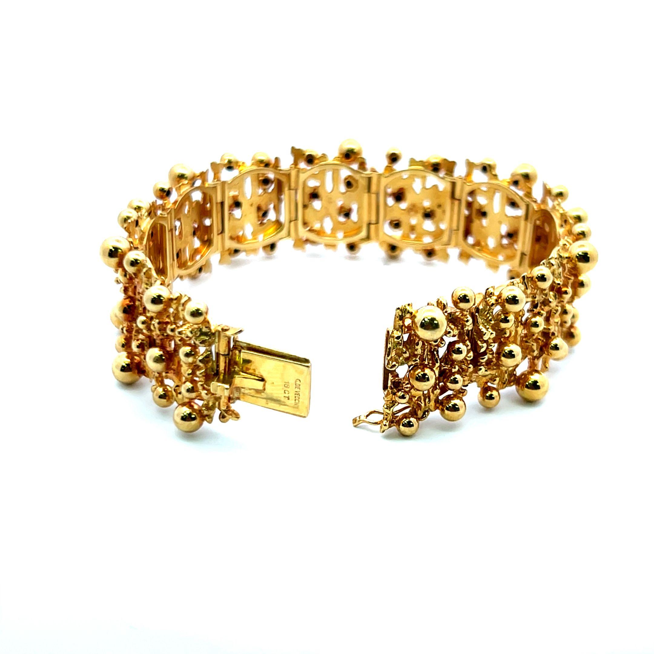 Cesare De Vecch Bracelet à maillons vintage en or jaune 18 carats 72,10 grammes Bon état - En vente à New York, NY