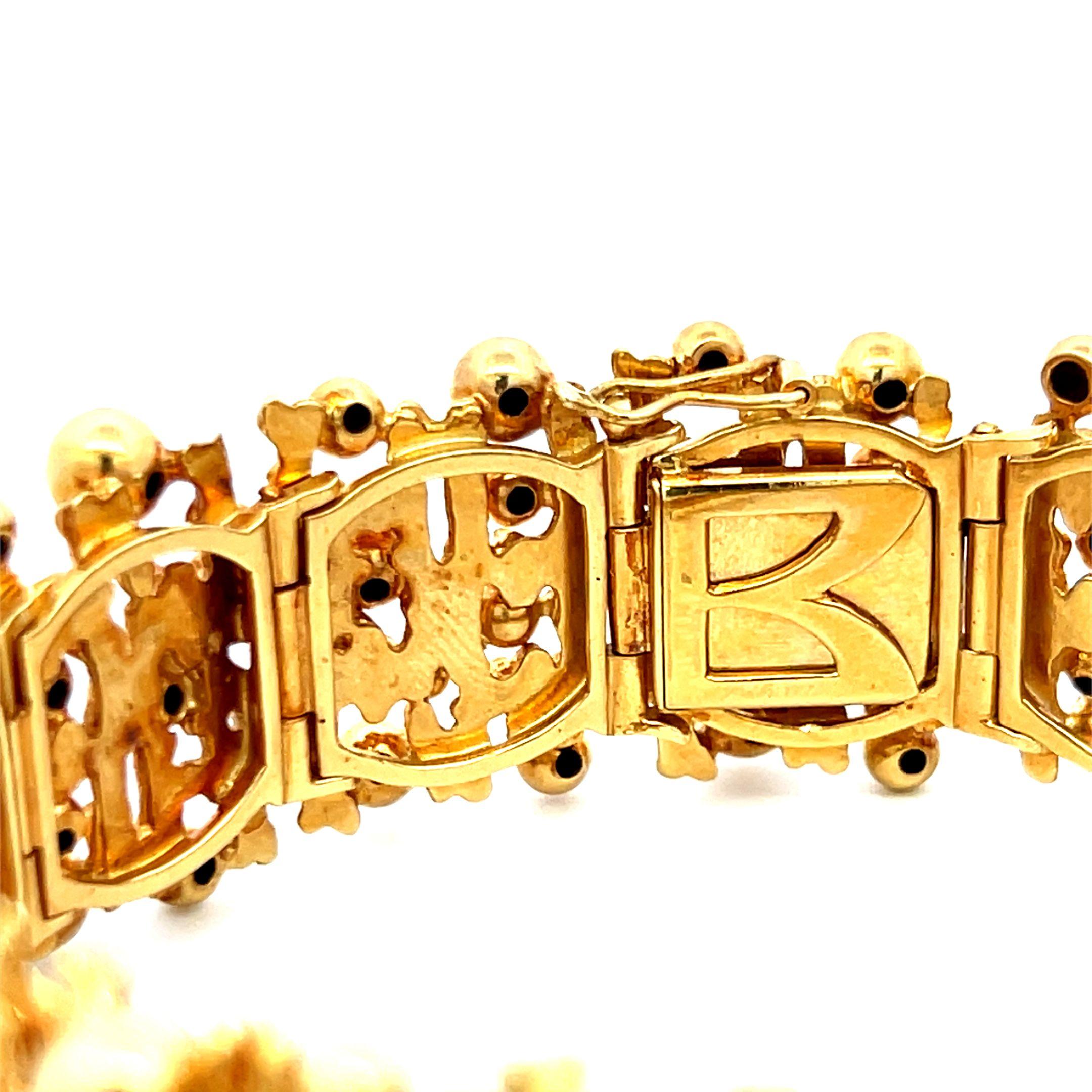 Cesare De Vecch Bracelet à maillons vintage en or jaune 18 carats 72,10 grammes en vente 1