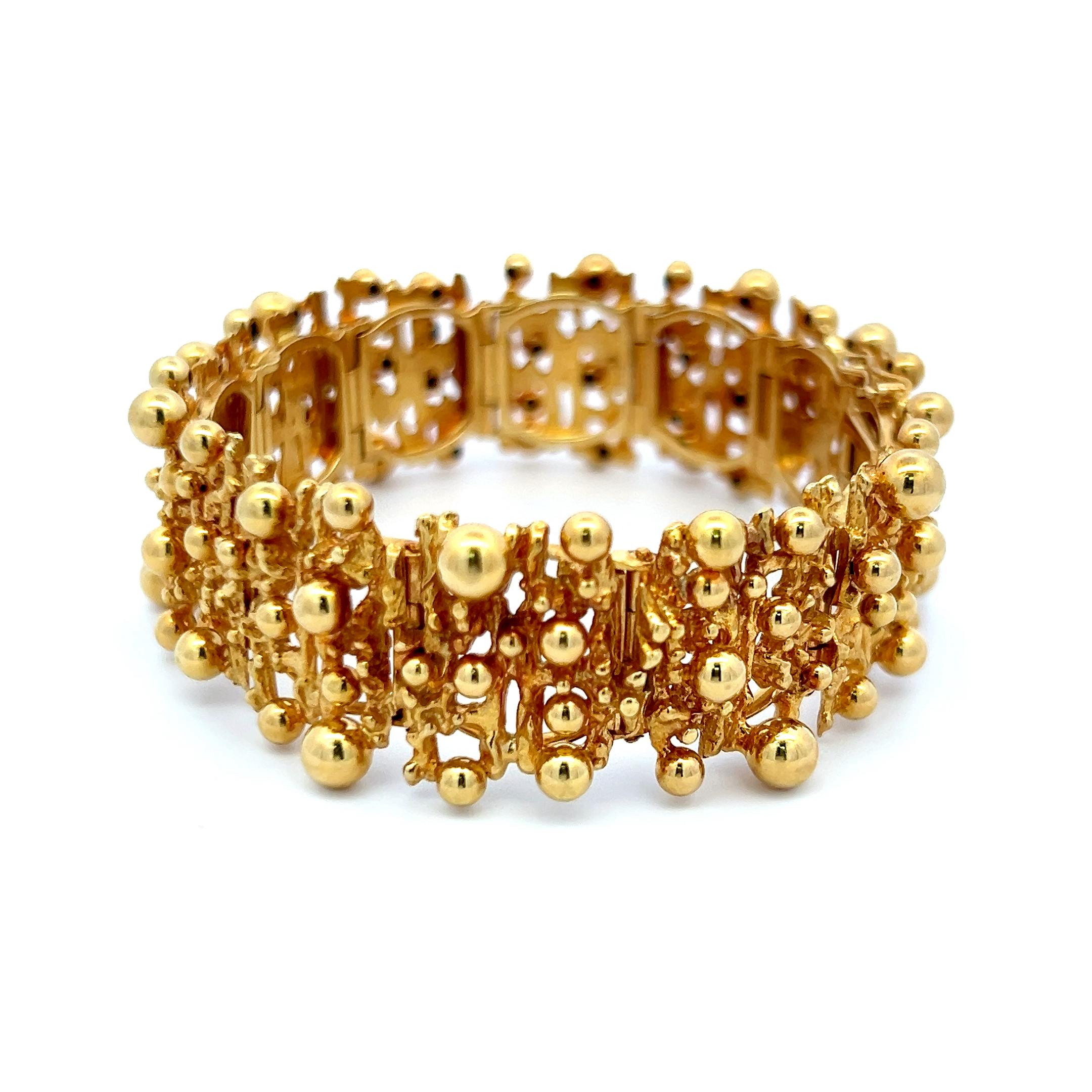Cesare De Vecch Bracelet à maillons vintage en or jaune 18 carats 72,10 grammes en vente 2