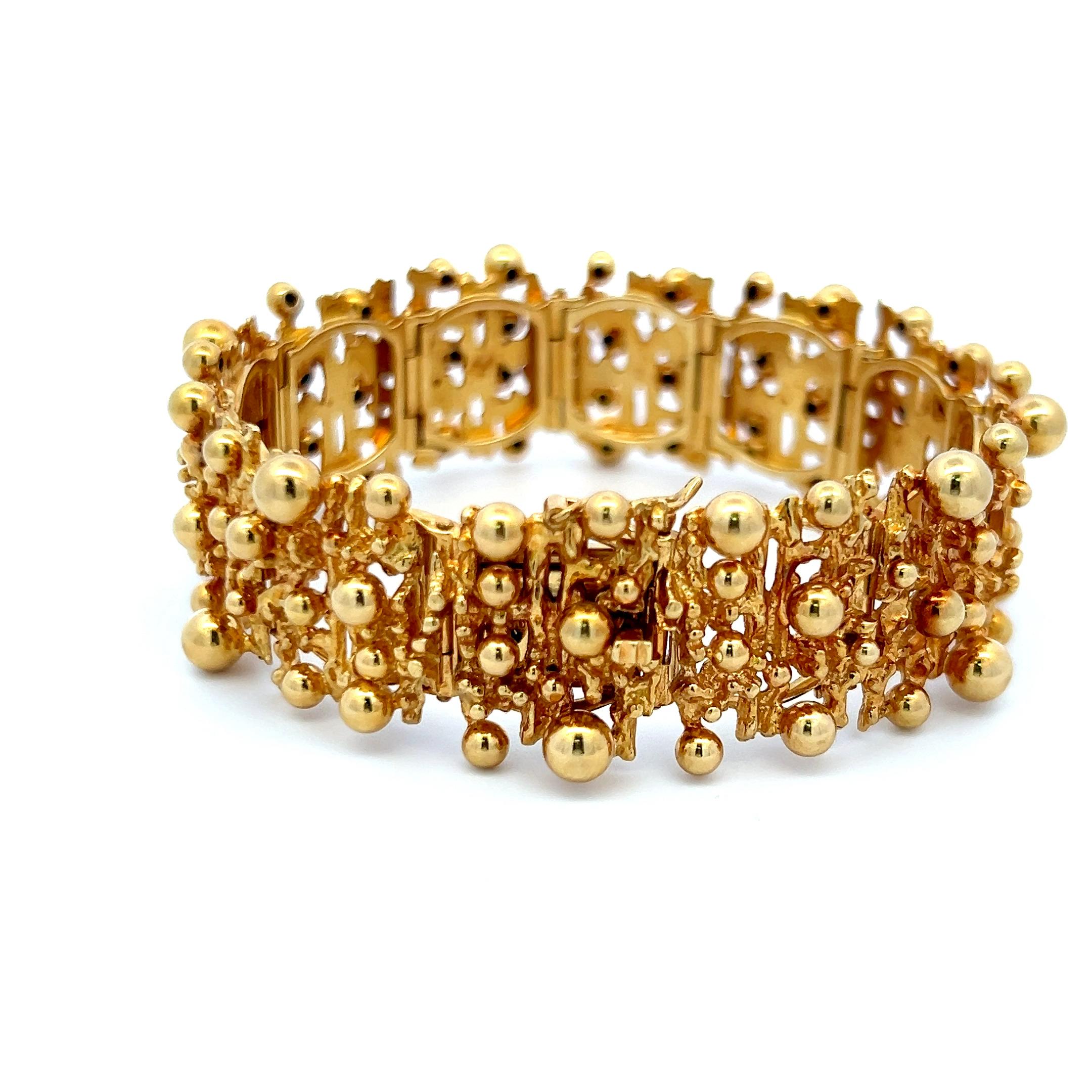 Cesare De Vecch Bracelet à maillons vintage en or jaune 18 carats 72,10 grammes en vente 3