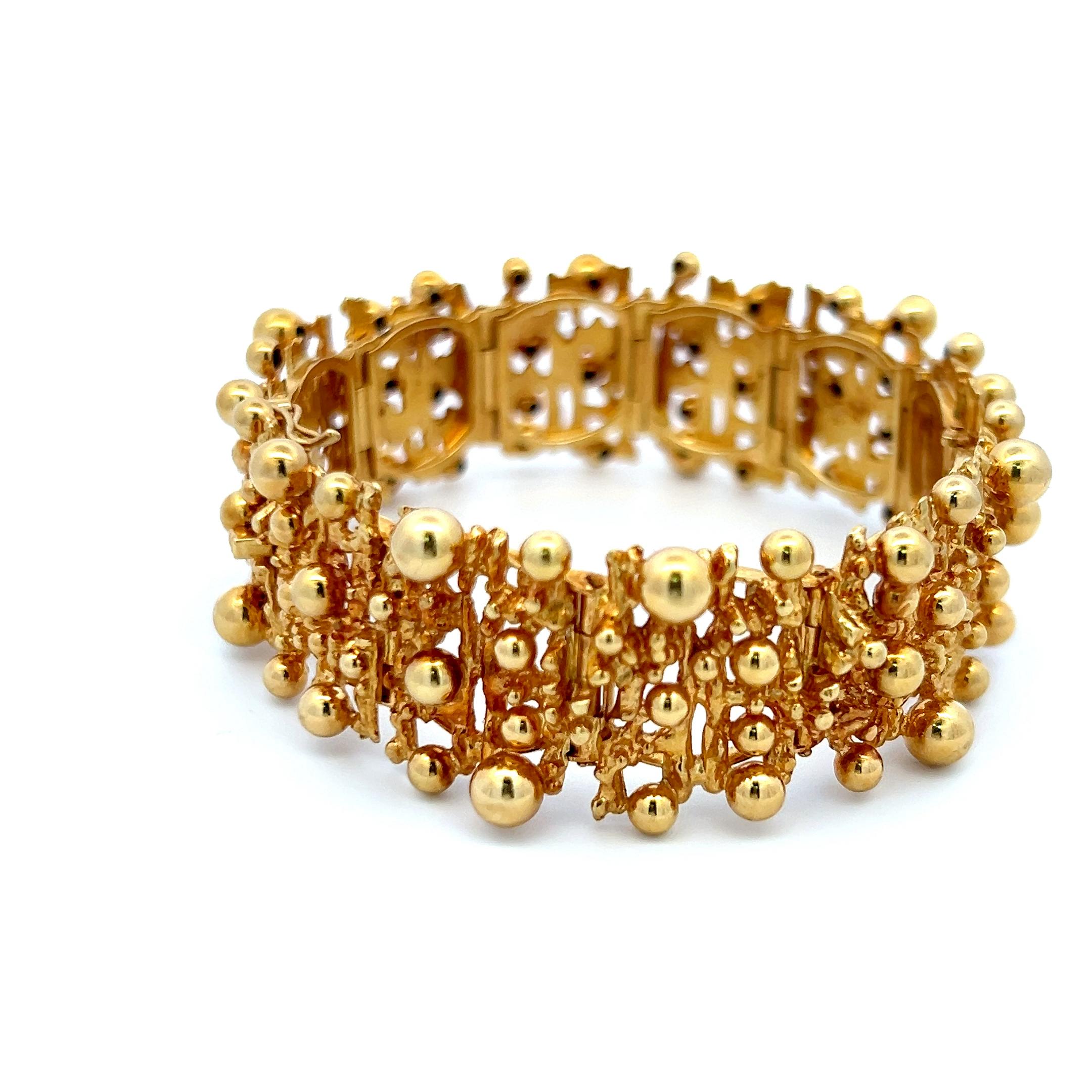 Cesare De Vecch Bracelet à maillons vintage en or jaune 18 carats 72,10 grammes en vente 4