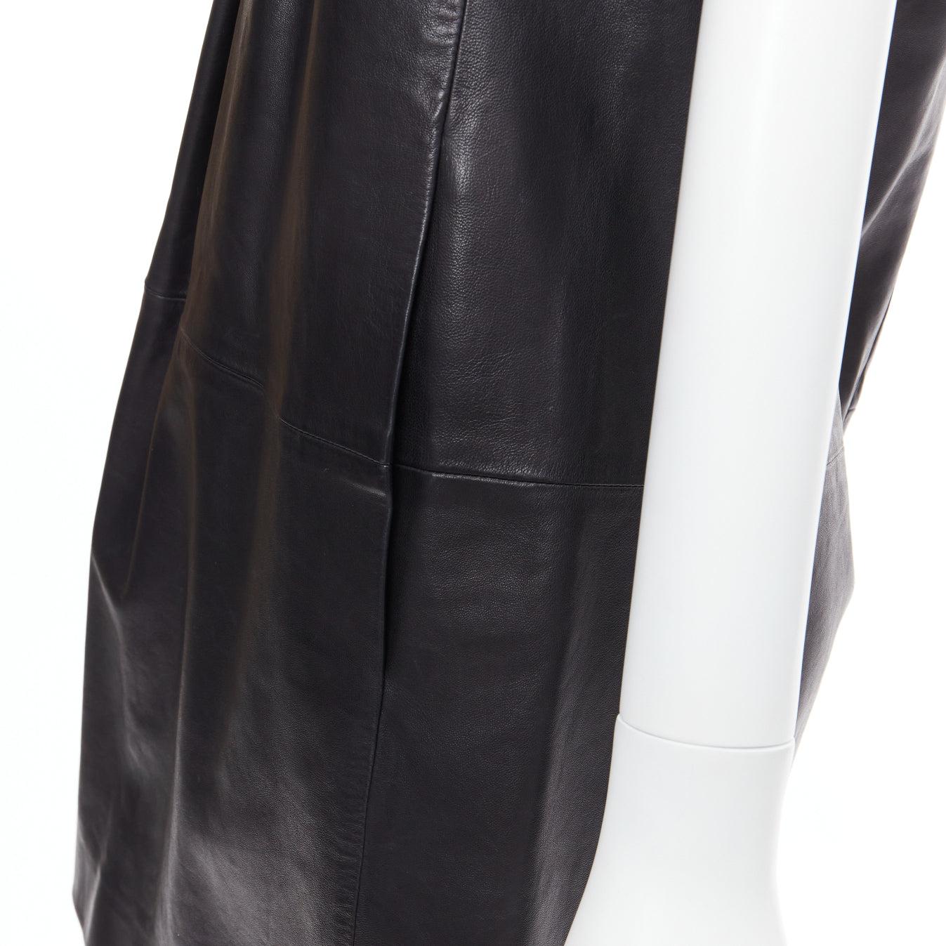 CESARE FABBRI black bow leather silk lined short sleeve dress IT40 S For Sale 3