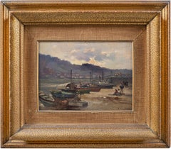 Cesare Gheduzzi - 20th century landscape painting - Harbor scene - Italy