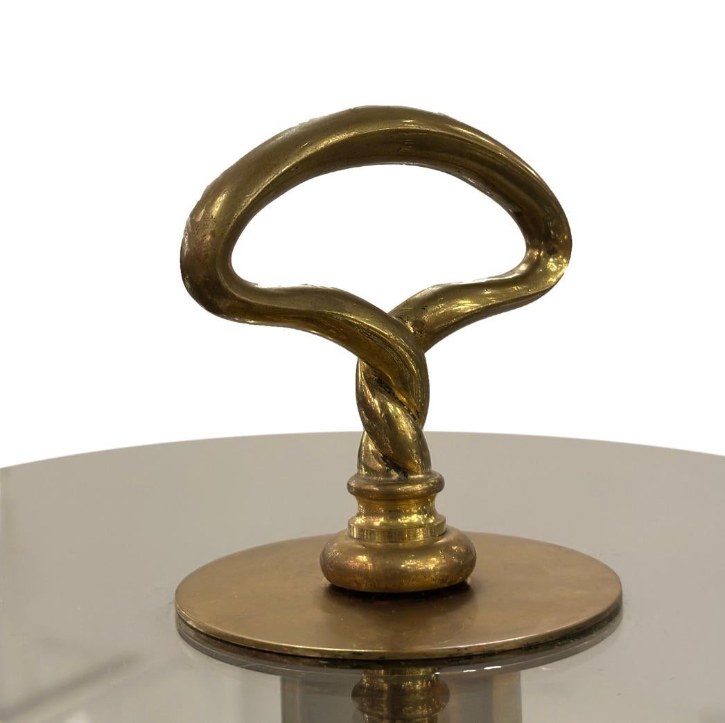 Cesare Lacca Attributed Fluted Murano Glass and Brass Side Tables. siglo XX en venta