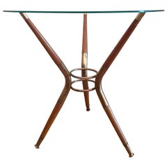 Cesare Lacca Attributed Midcentury Round Glass Italian Coffee Table, 1960s