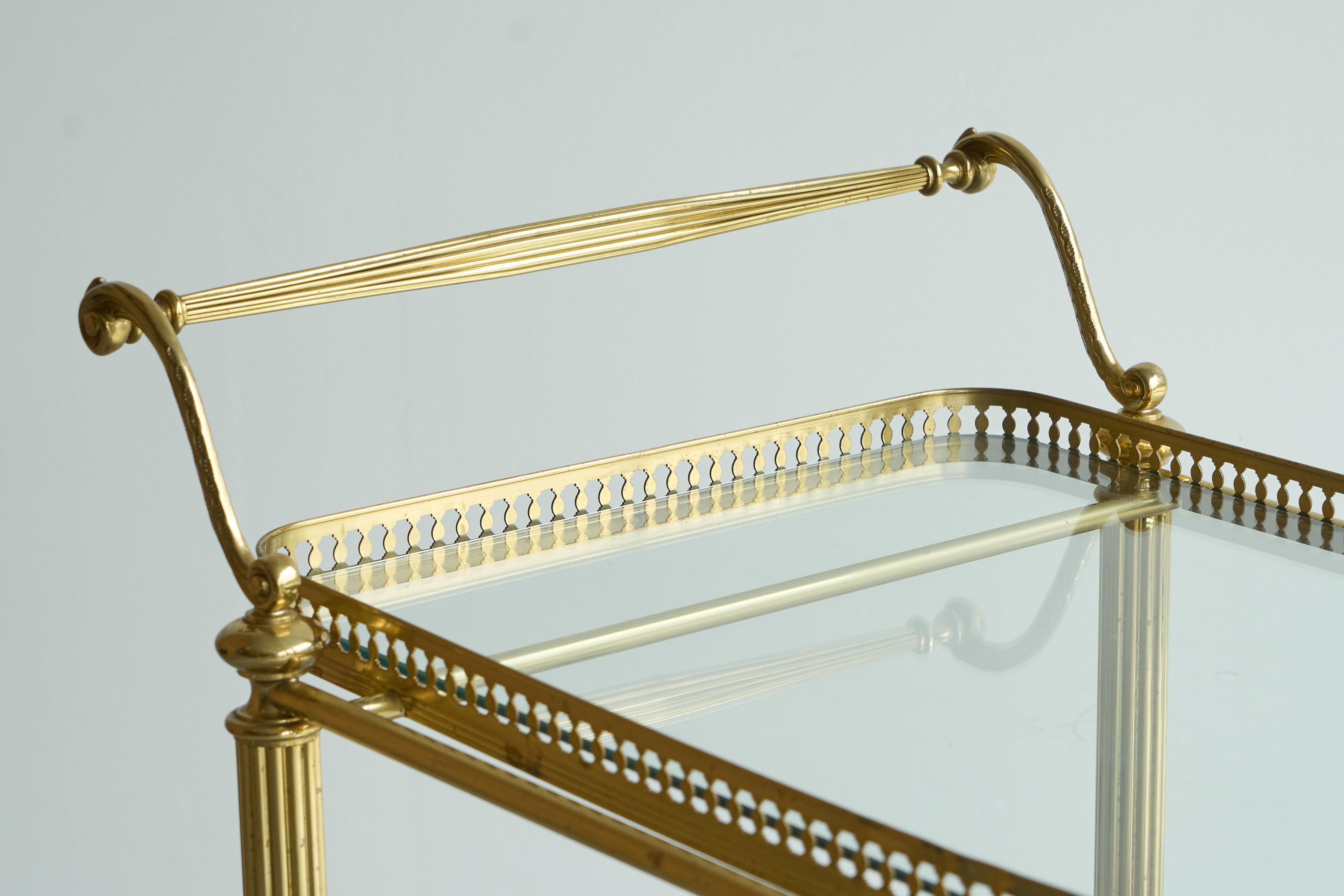 Mid-Century Modern Cesare Lacca Bar Cart in Brass and Glass 1950s For Sale