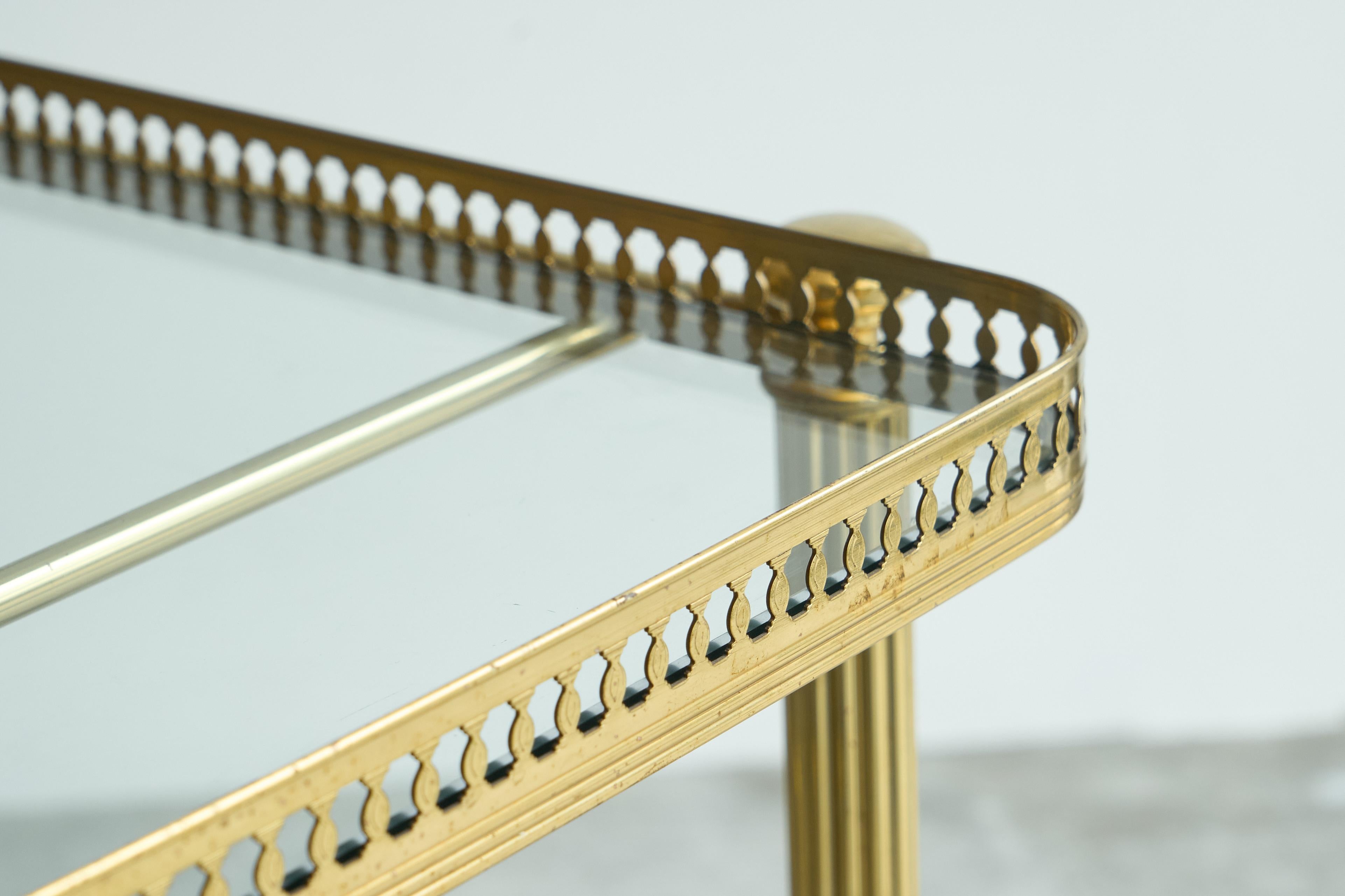 Hand-Crafted Cesare Lacca Bar Cart in Brass and Glass 1950s For Sale