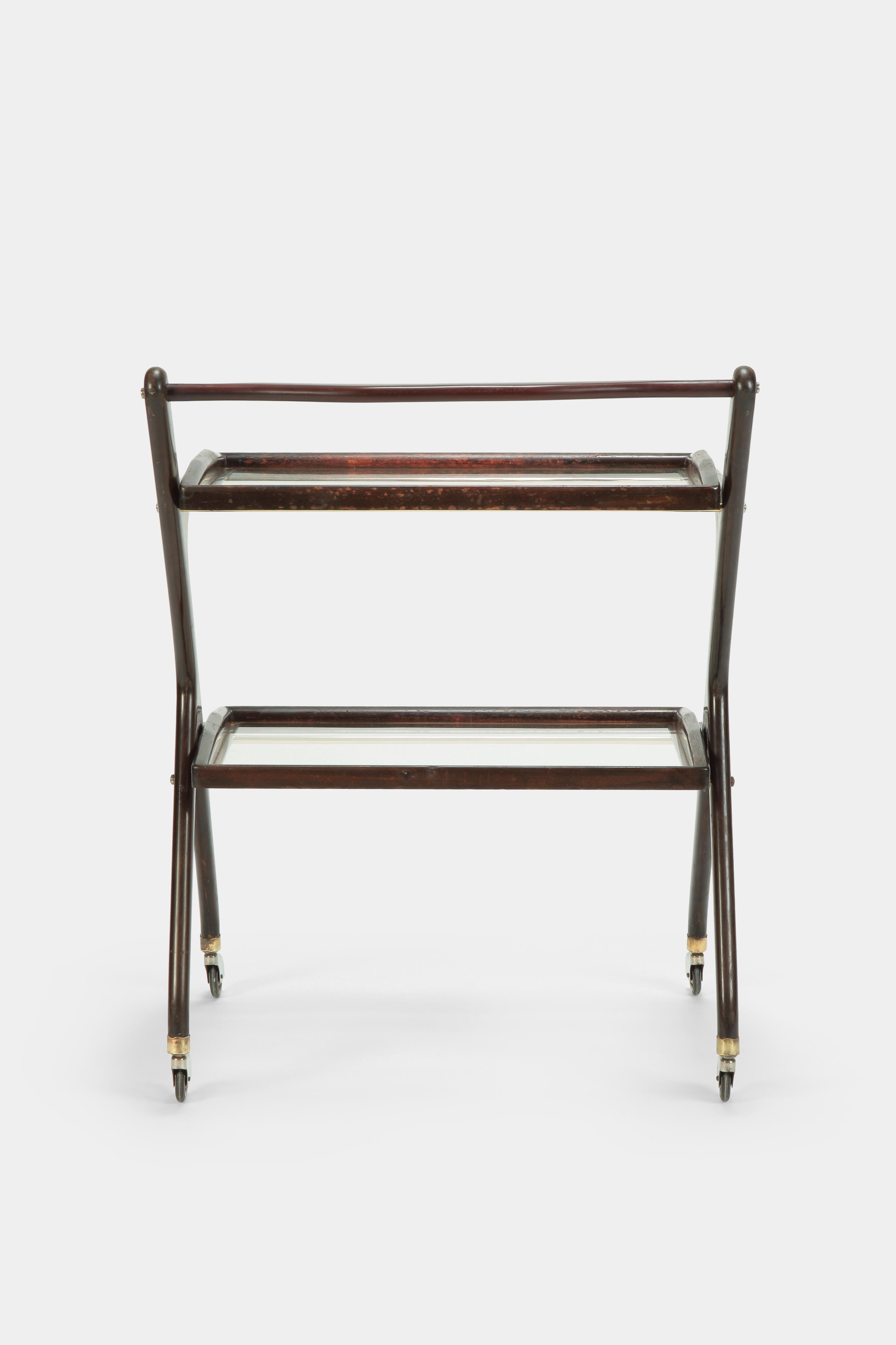 Brass Cesare Lacca Bar Cart Mahogany, 1950s For Sale