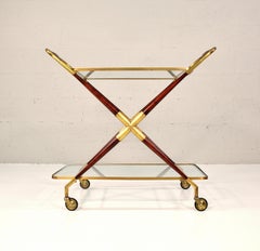 Cesare Lacca Brass and Mahogany Bar Cart
