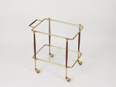 Cesare Lacca Brass and Rosewood Mid-Century Bar Cart, Italy, 1950s