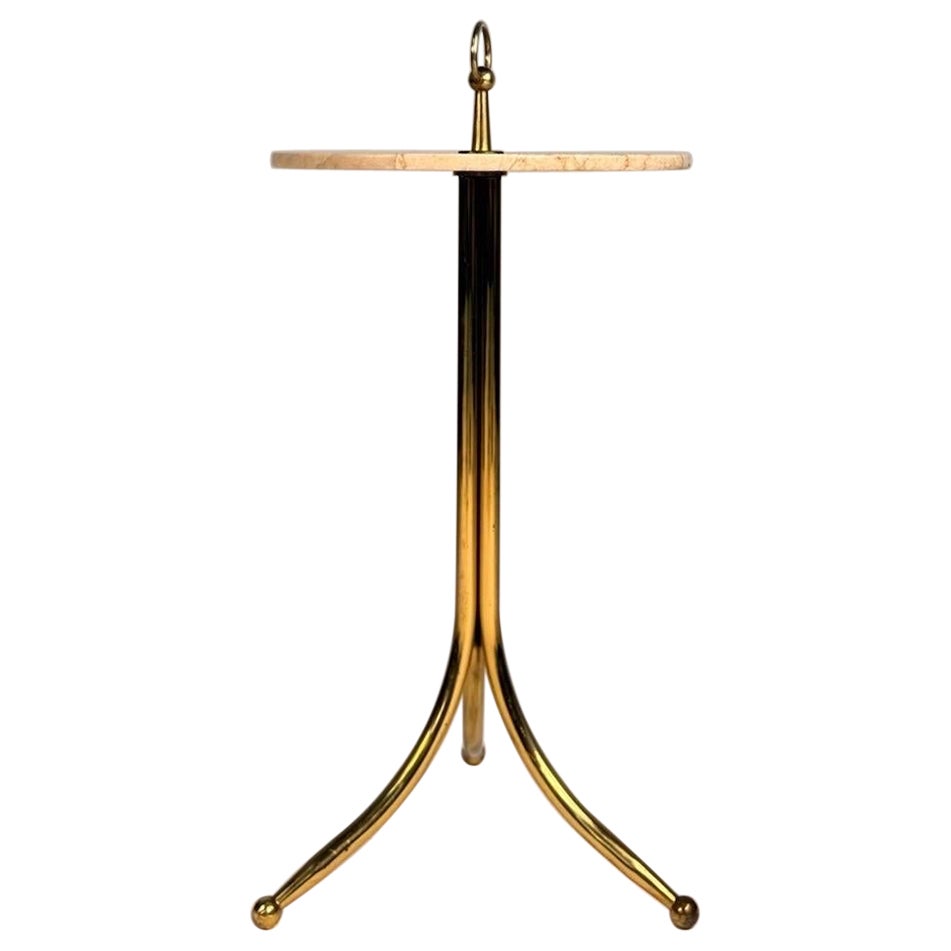 Table d'appoint en laiton et travertin de Cesar #4856 en vente