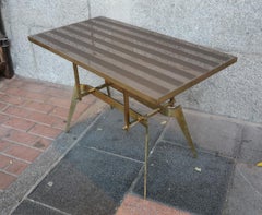 Cesare Lacca Brass & Decorated Crystal Midcentury Italian Coffee Table, 1950