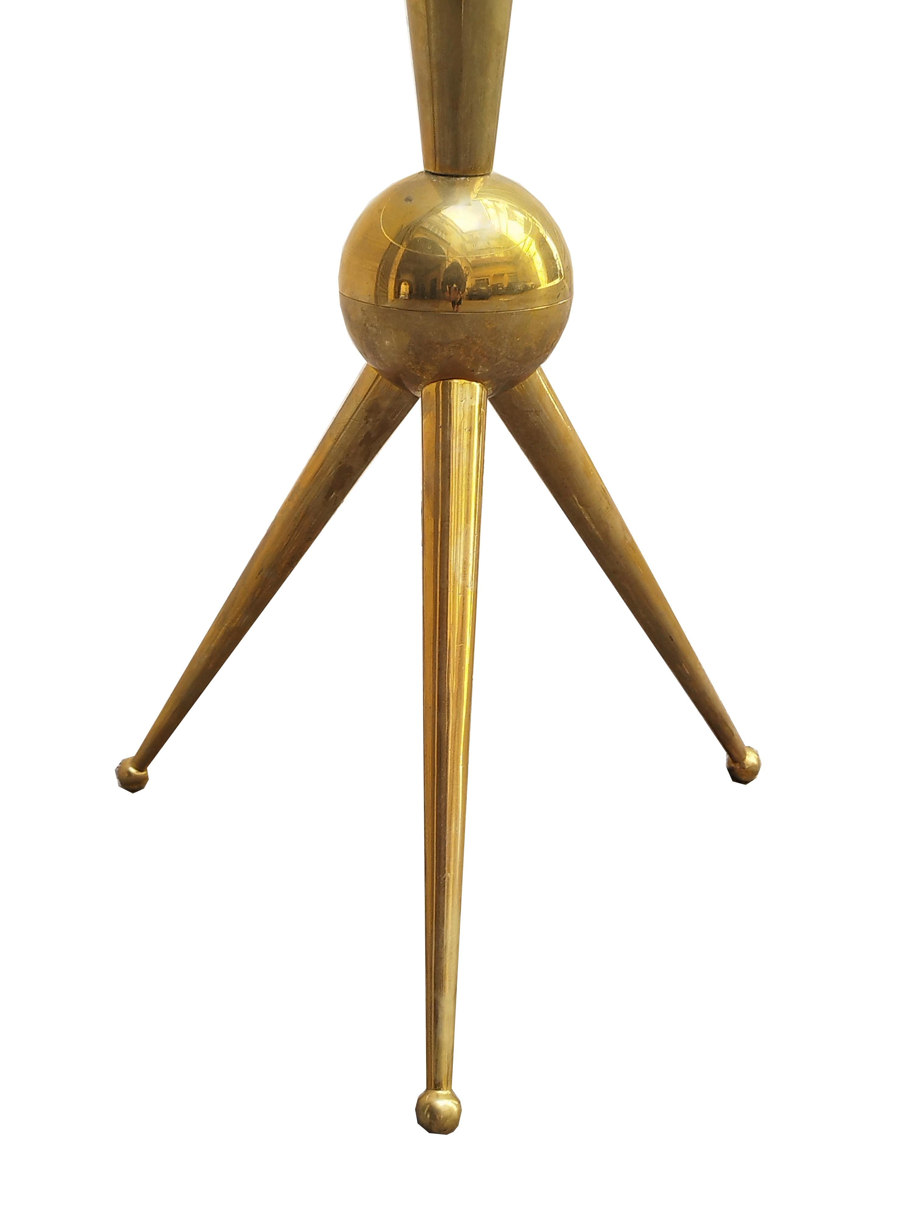 Italian Cesare Lacca Brass Round Table/Servomute and Tripod, Italy, 1960