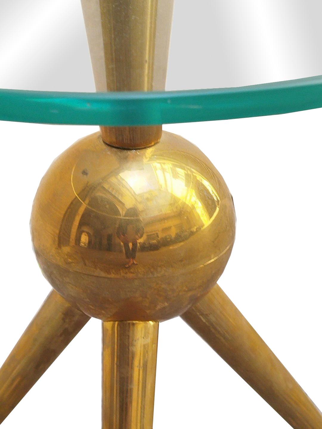 Cesare Lacca Brass Round Table/Servomute and Tripod, Italy, 1960 In Good Condition In Naples, IT