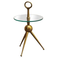 Cesare Lacca Brass Round Table/Servomute and Tripod, Italy, 1960
