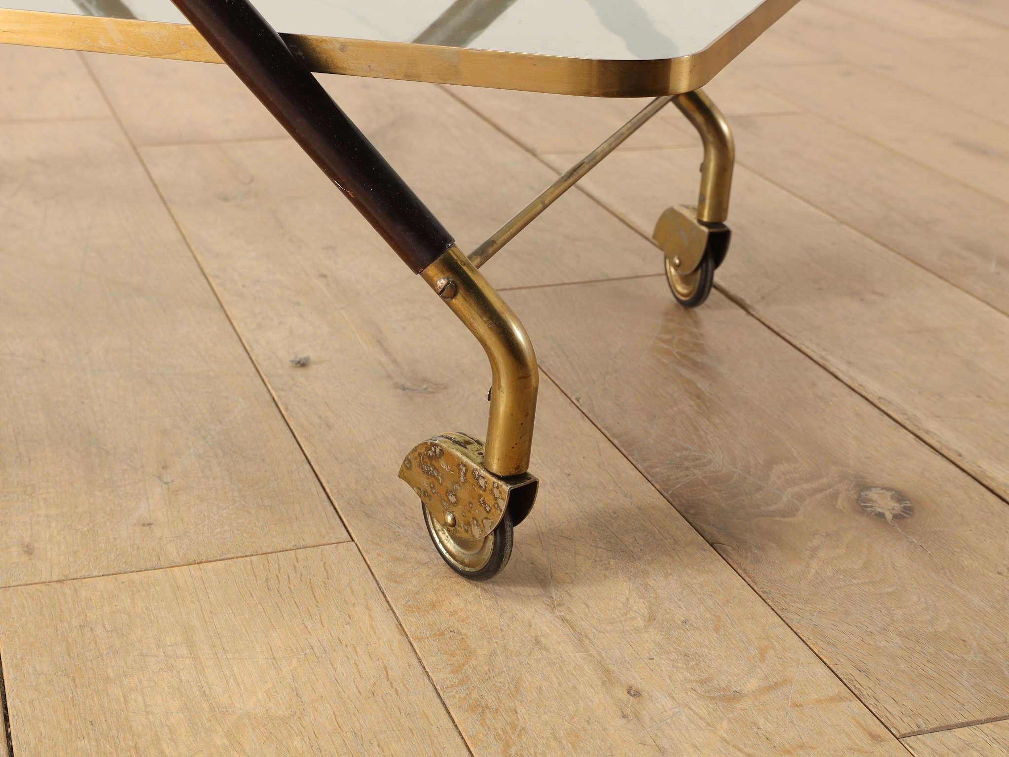 Cesare Lacca Brass Tea Cart 1950's For Sale 6