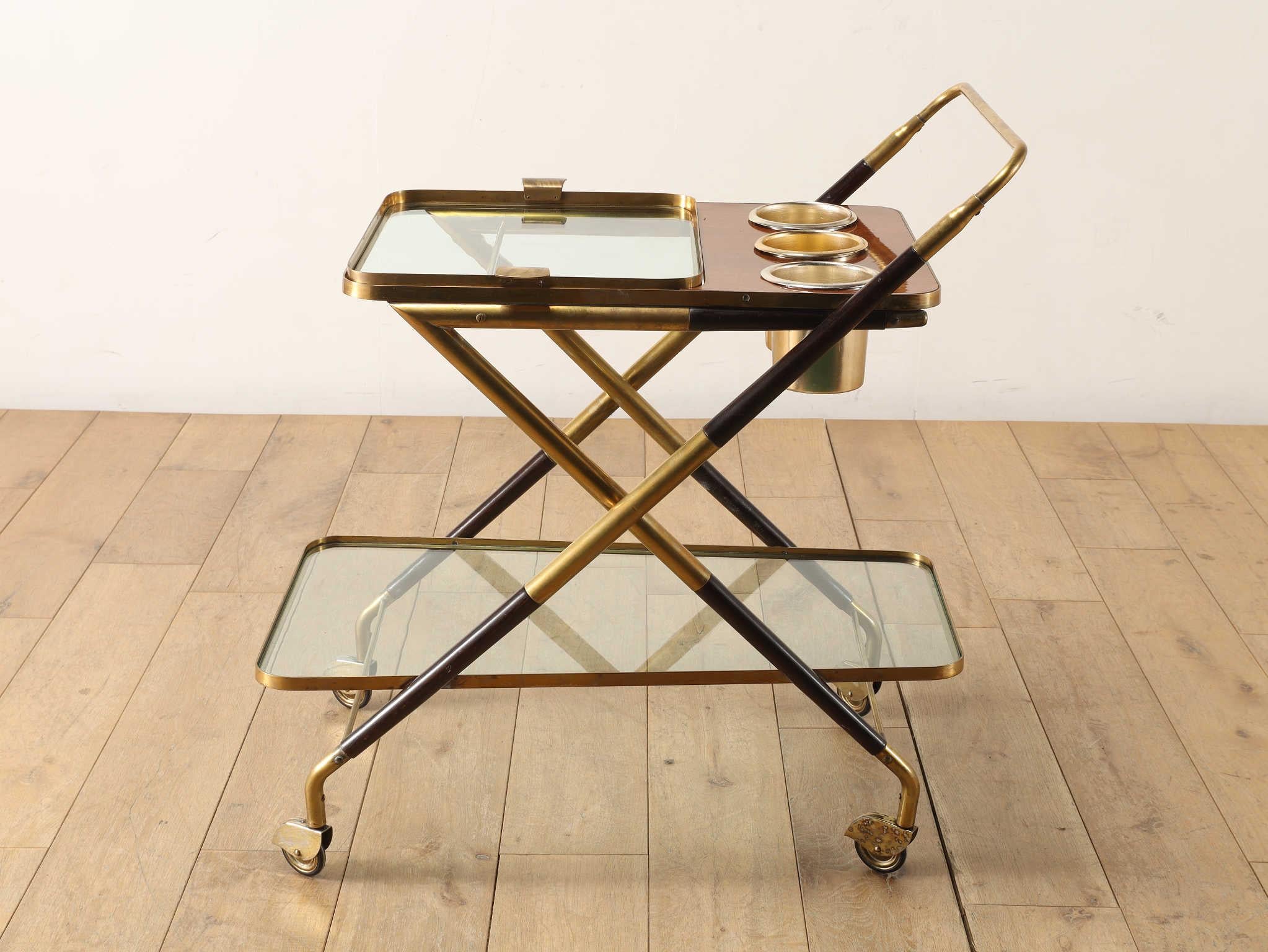 Cesare Lacca Brass Tea Cart 1950's For Sale 9