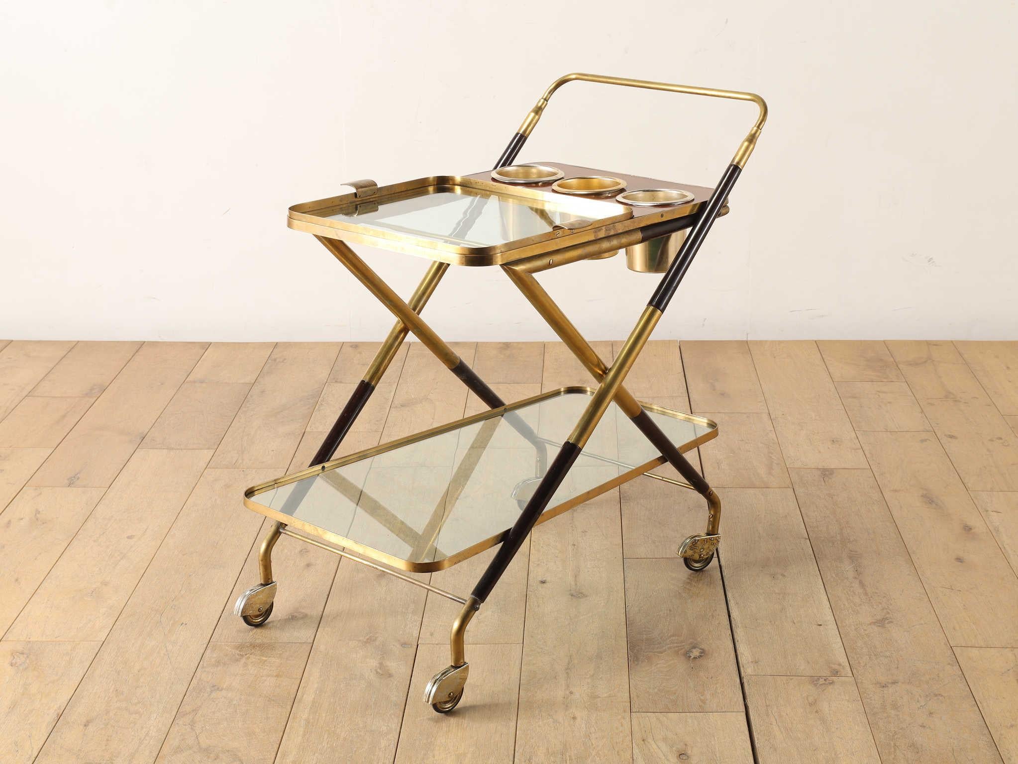 Cesare Lacca Brass Tea Cart 1950's For Sale 11