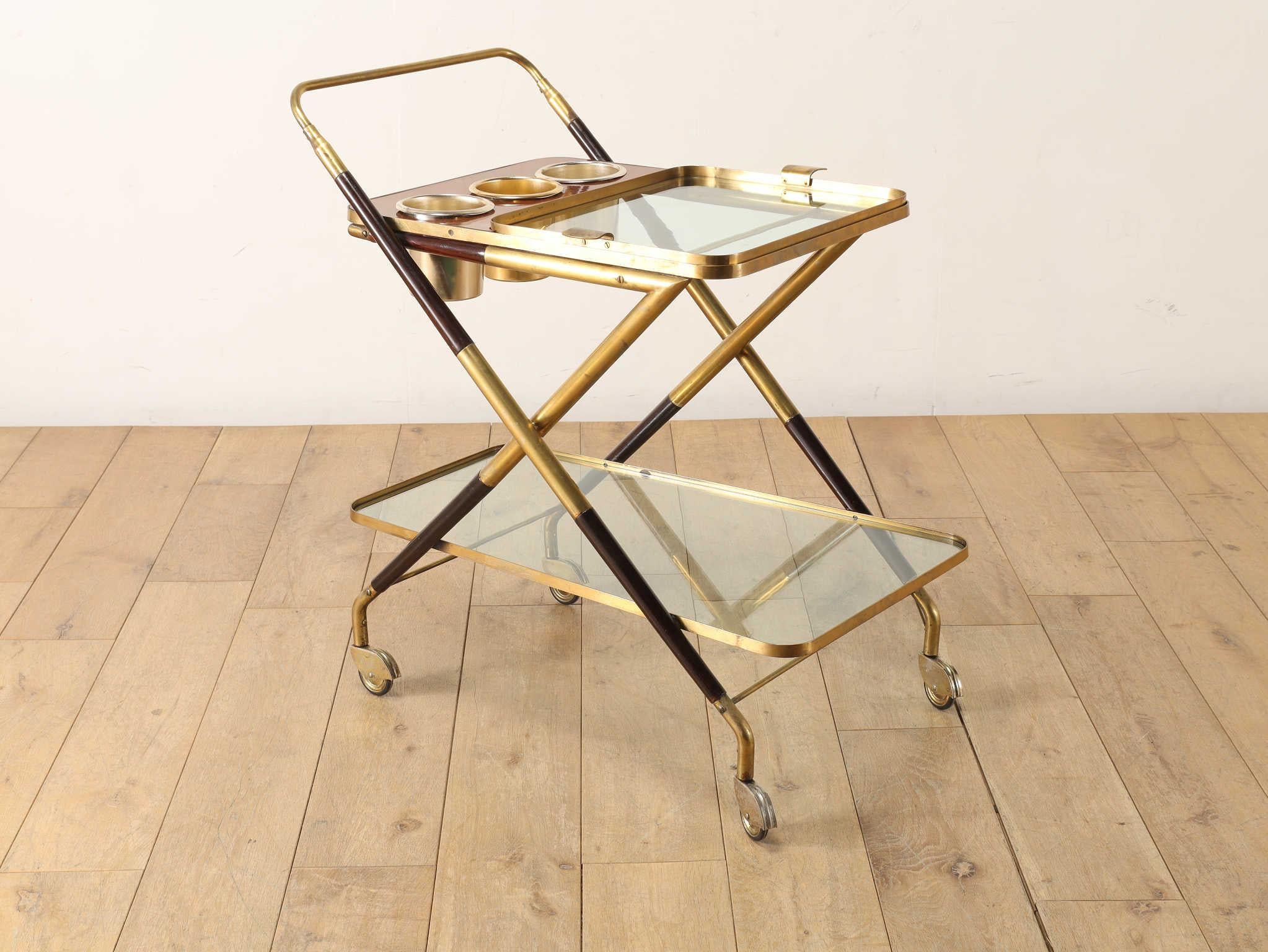 Cesare Lacca Brass Tea Cart 1950's For Sale 13