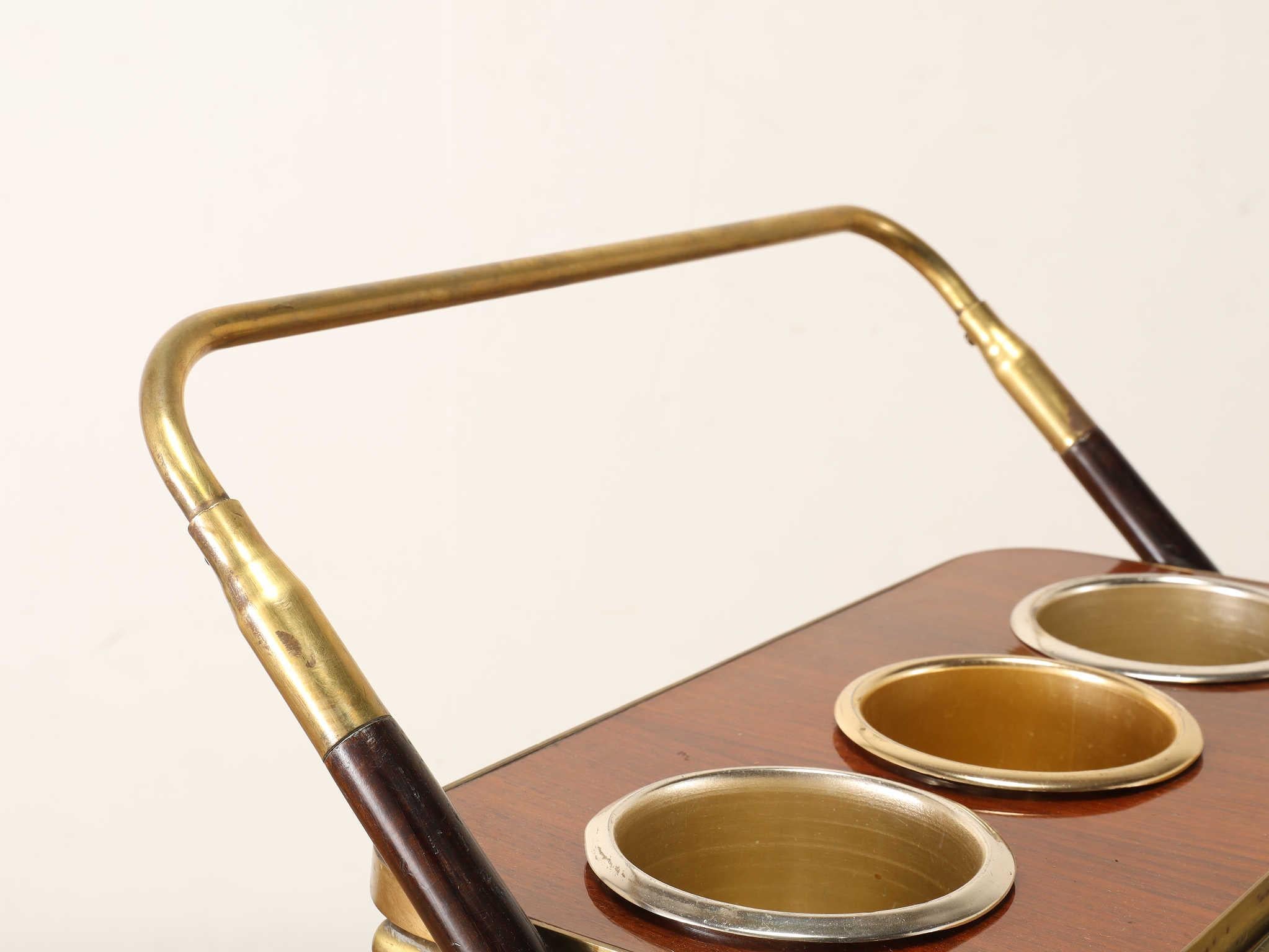 Cesare Lacca Brass Tea Cart 1950's For Sale 14