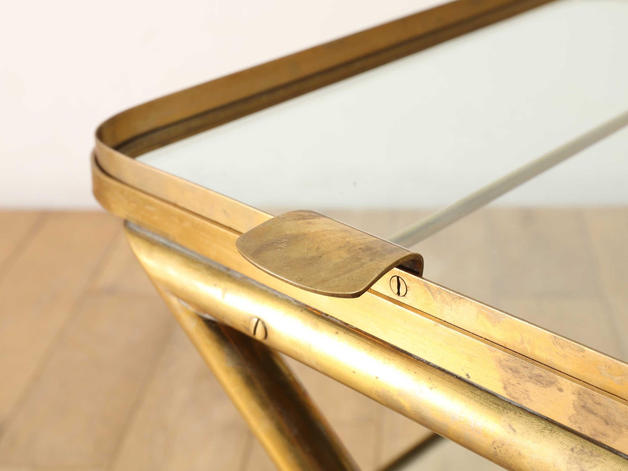 Cesare Lacca Brass Tea Cart 1950's In Good Condition For Sale In Shibuya-ku, 13