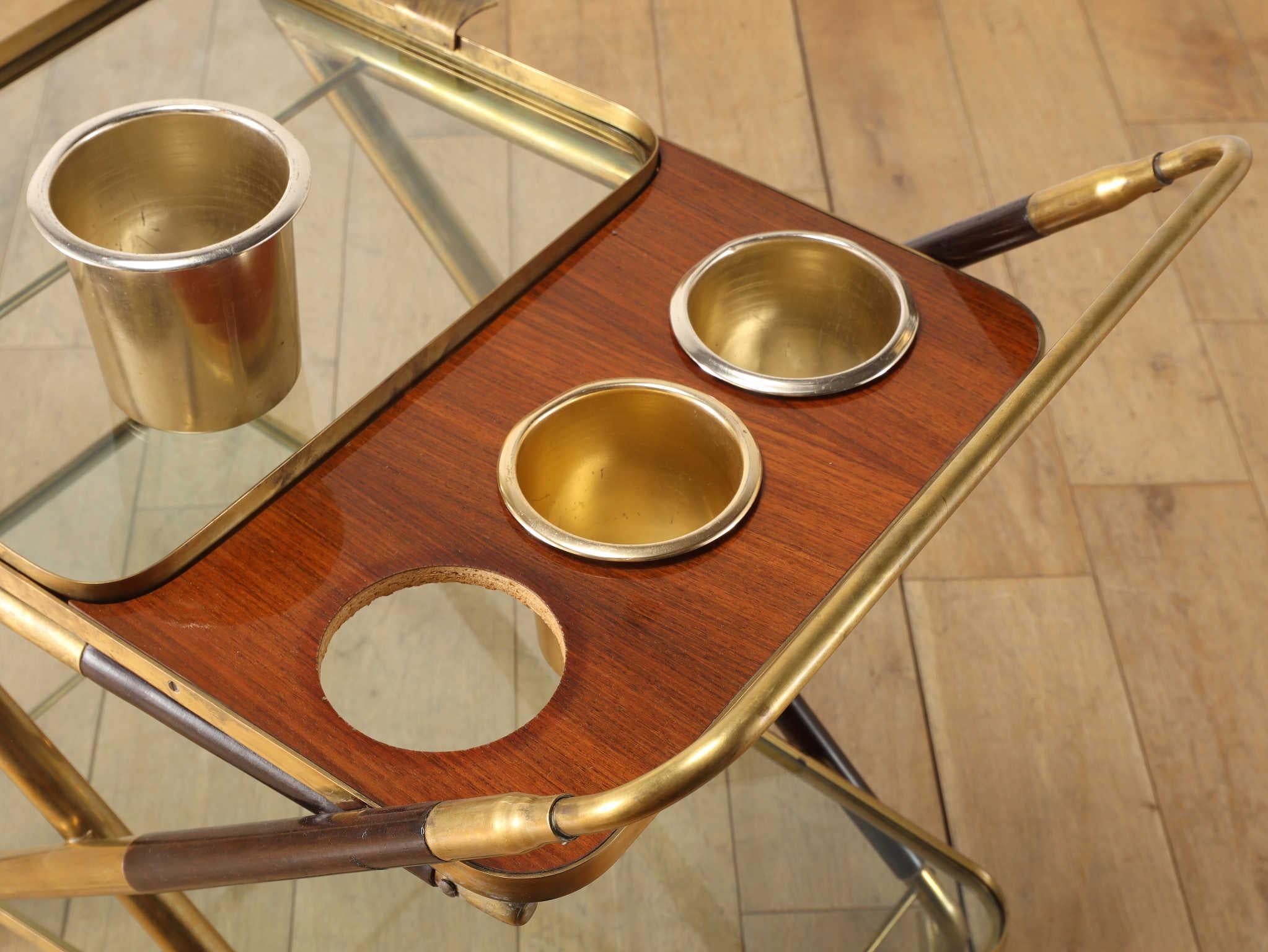 Cesare Lacca Brass Tea Cart 1950's For Sale 3
