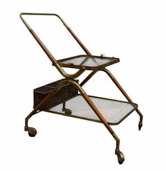 Cesare Lacca Carrello in Legno e Ottone, Italia 1950s