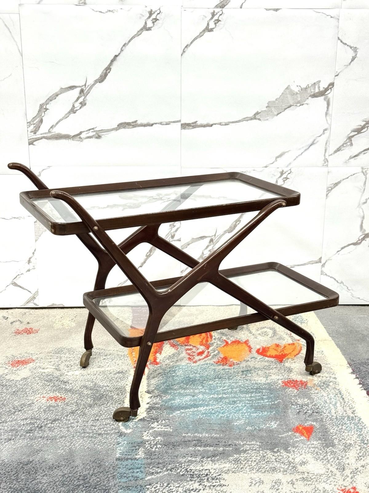Mid-Century moderno Cesare Lacca Carrello Portavivande Legno 1950’s Mid Century Design in vendita