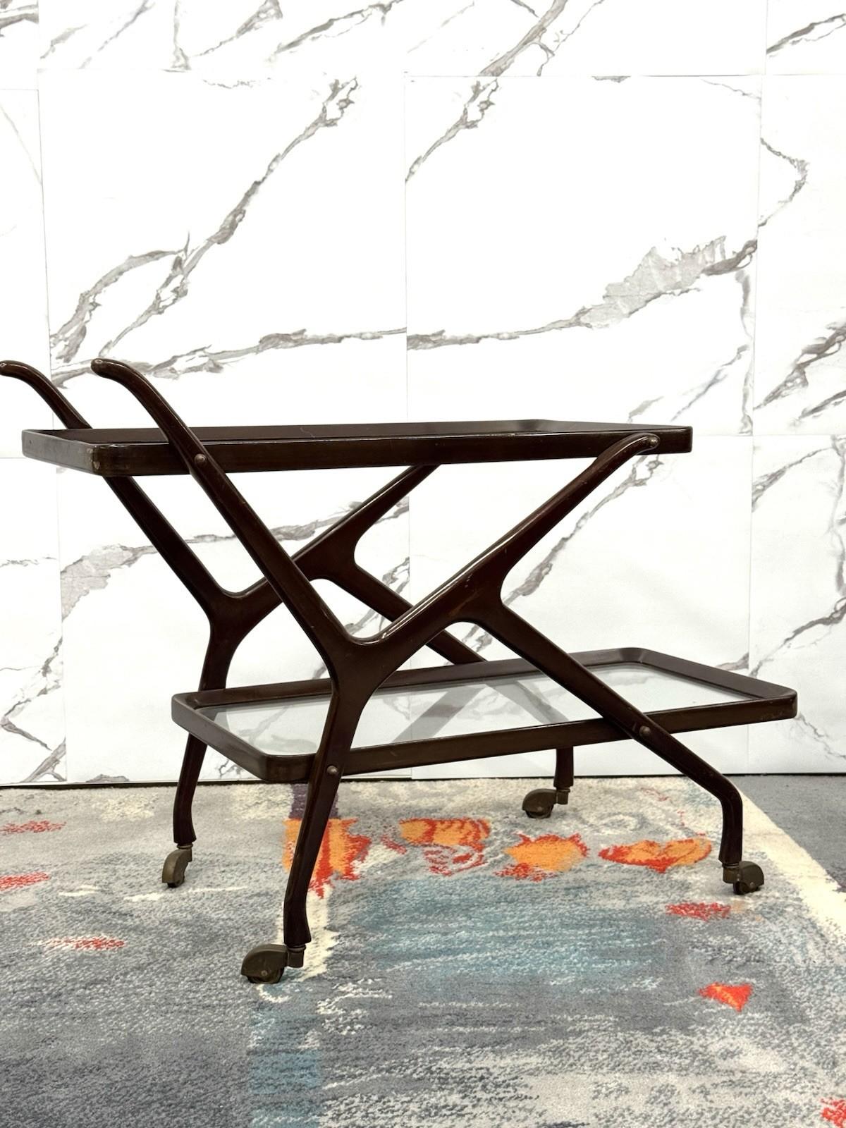 Italian Cesare Lacca Carrello Portavivande Legno 1950’s Mid Century Design in vendita