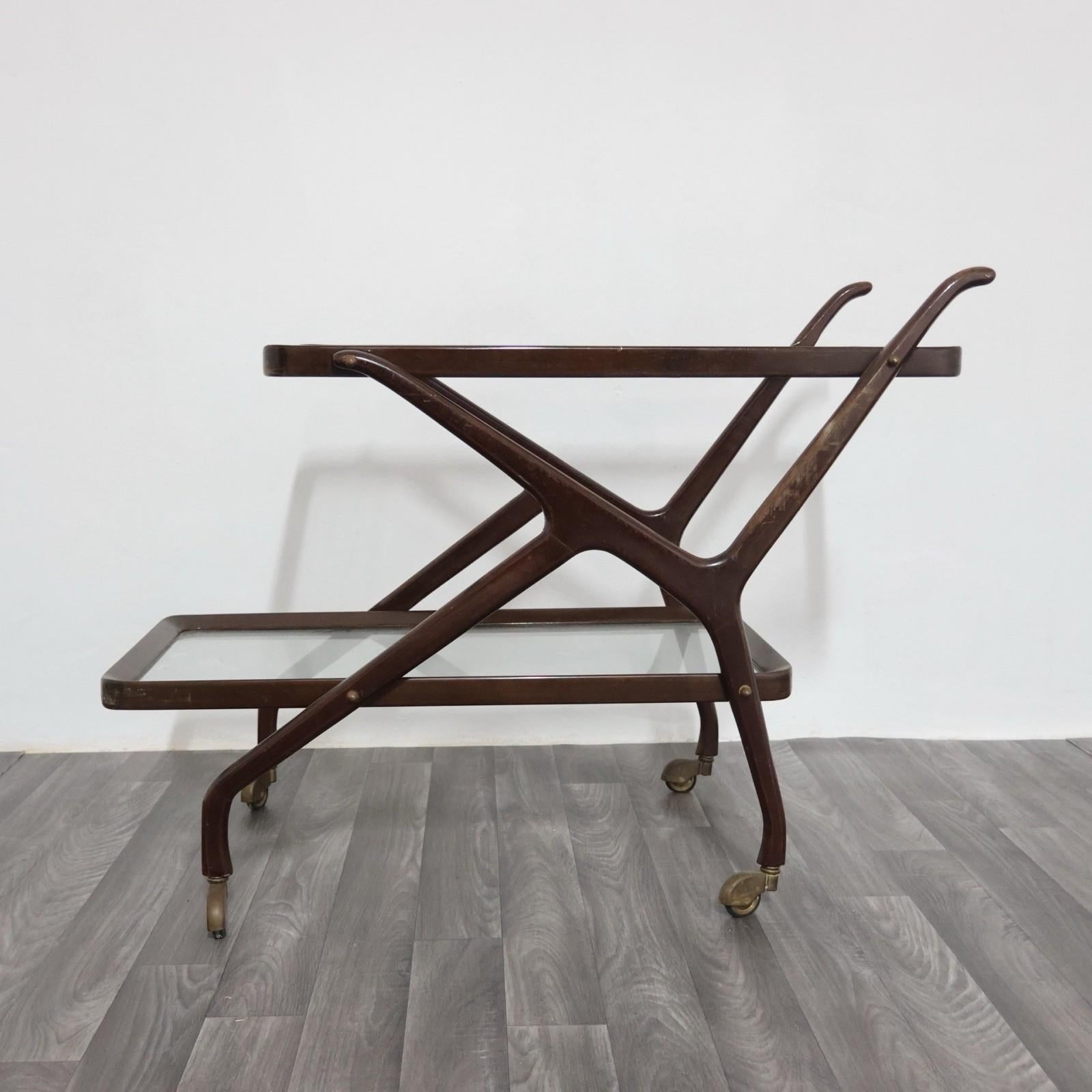 Italian Cesare Lacca Carrello Portavivande Legno 1950’s Mid Century Design in vendita