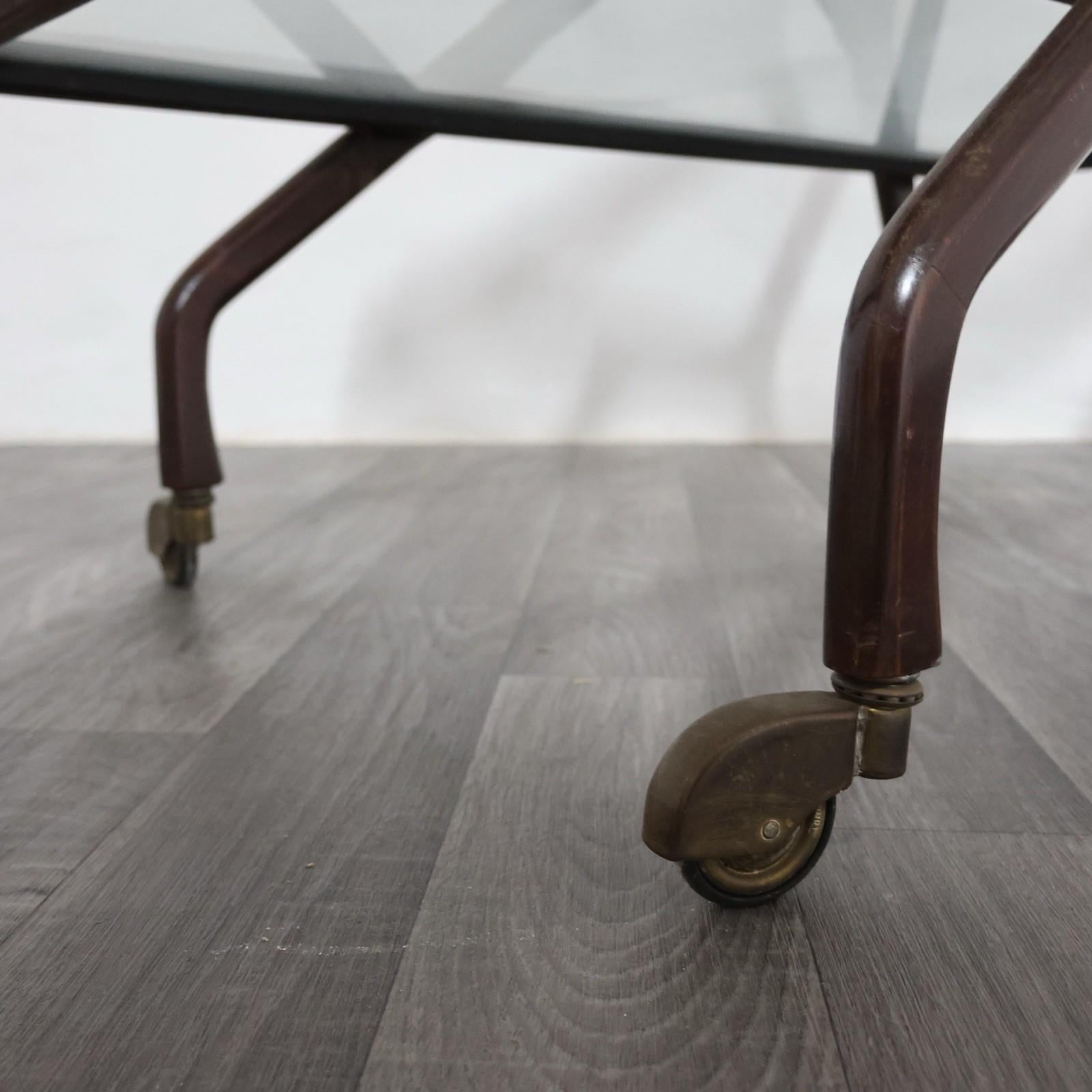 Vetro Cesare Lacca Carrello Portavivande Legno 1950’s Mid Century Design in vendita
