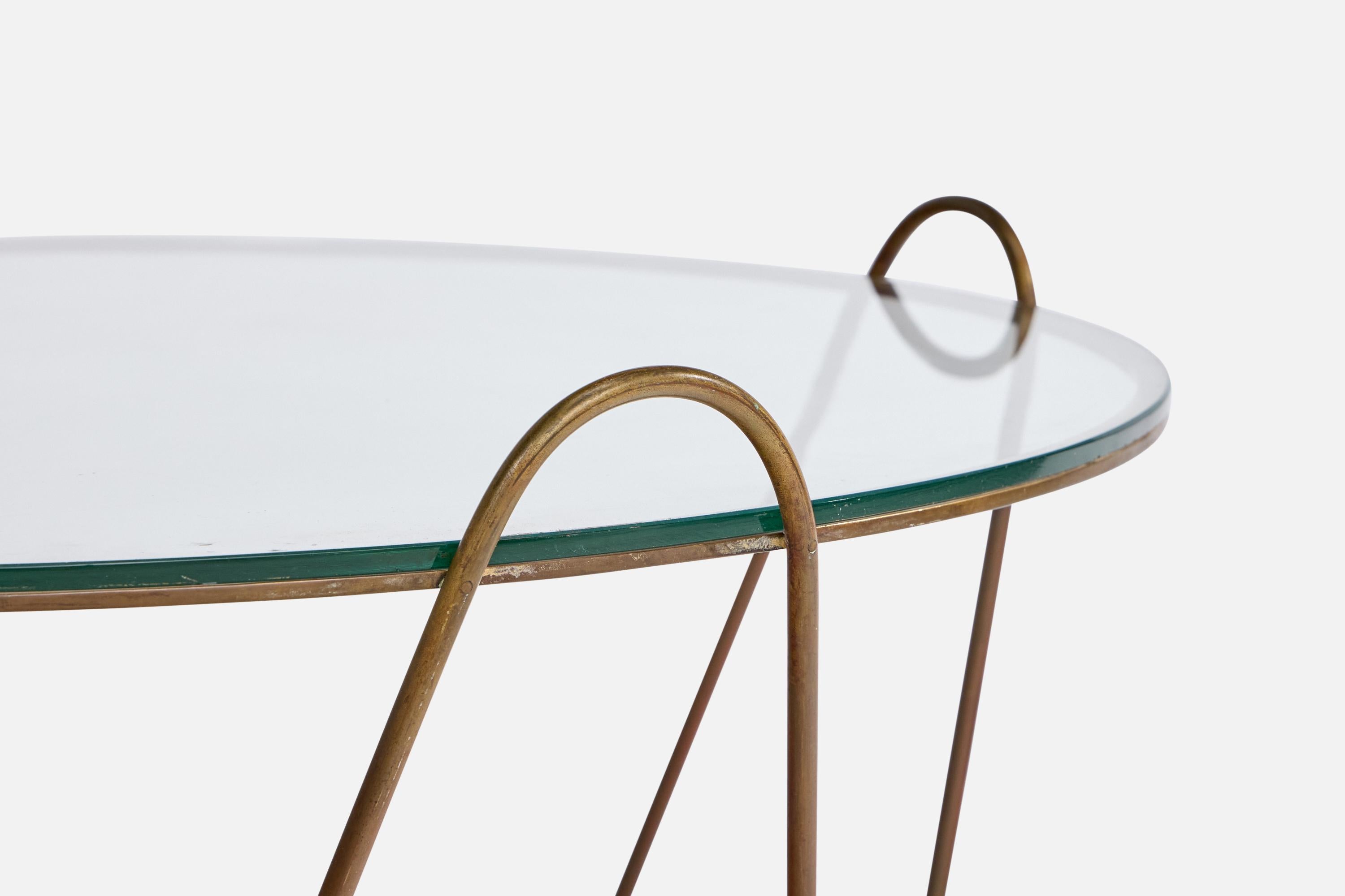 Cesare Lacca, table basse, laiton, verre, Italie, années 1950 Bon état - En vente à High Point, NC