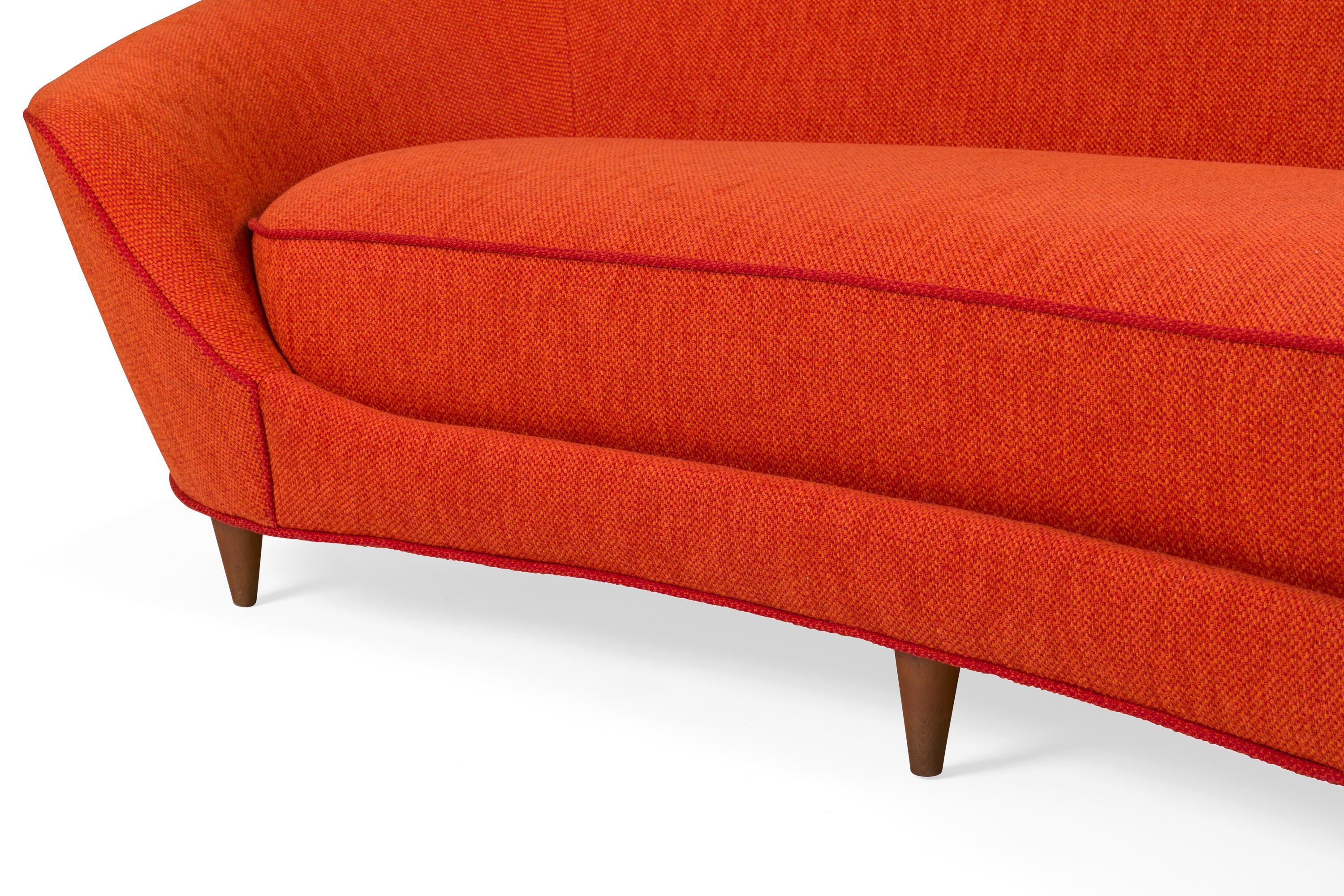 orange curved couch